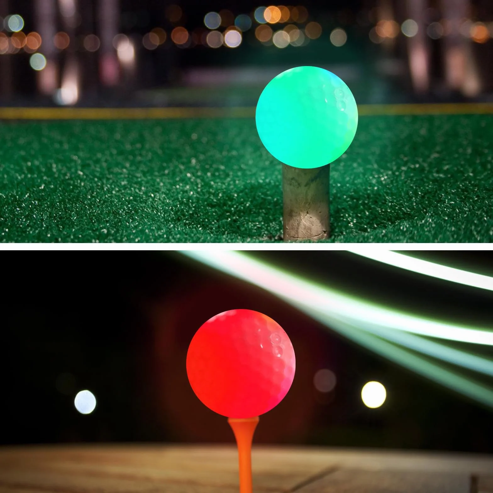 PORFOYO 6 palline da golf luminose LED notte riutilizzabili rosso giallo verde blu bianco rosa