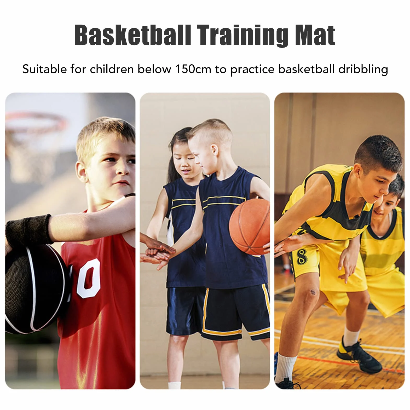 MM Basket Mat di allenamento in gomma nera per bambini