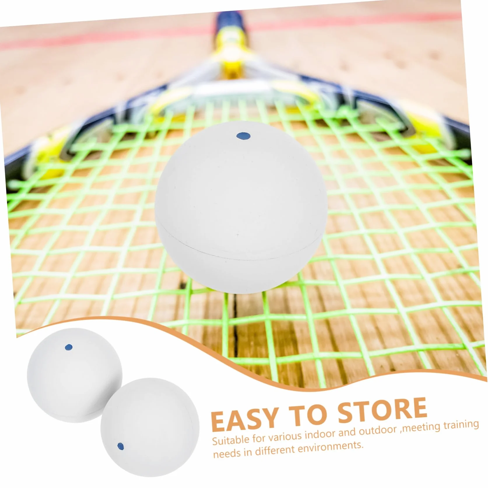 Palline da Squash in Gomma Bianco per Allenamento Indoor Outdoor