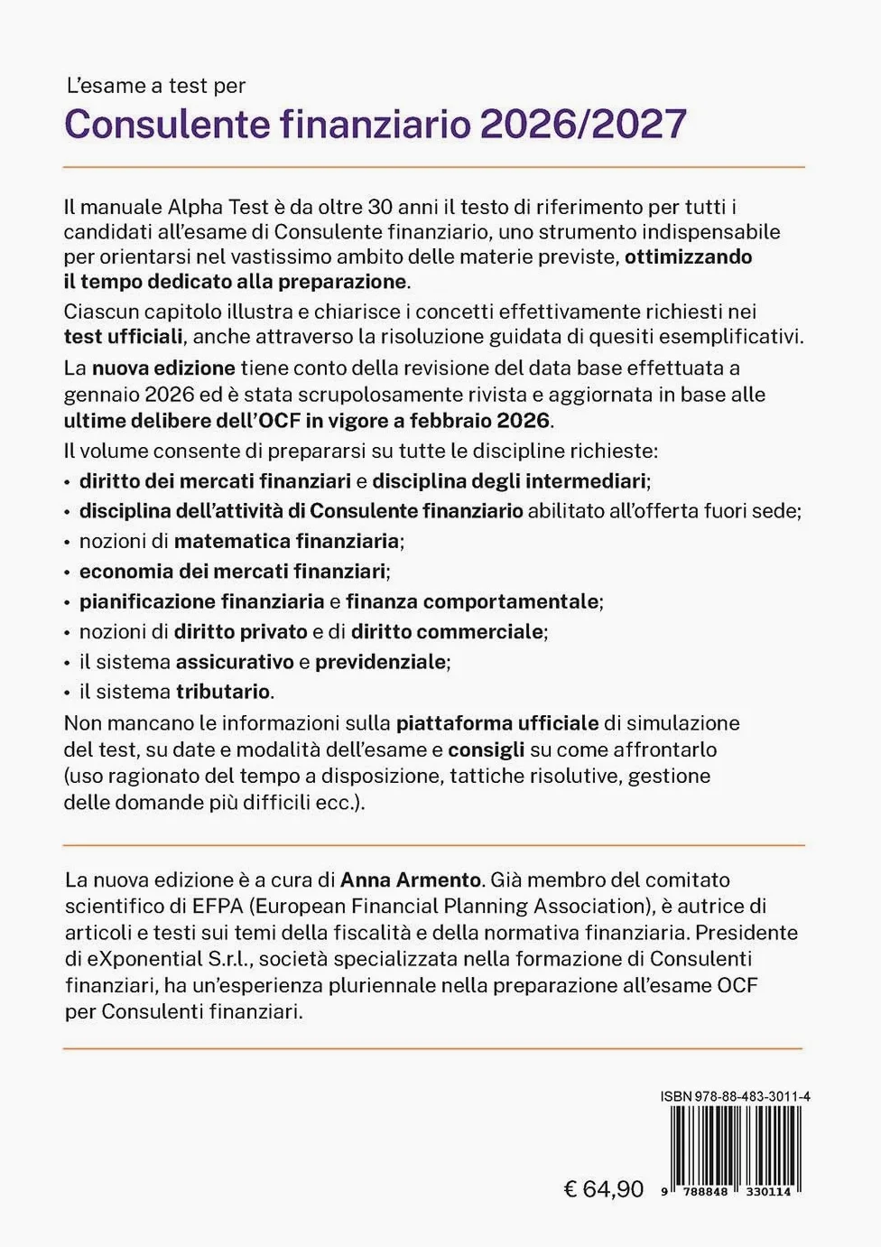 L'esame a test per cons. finanziario 2026/2027. Manuale