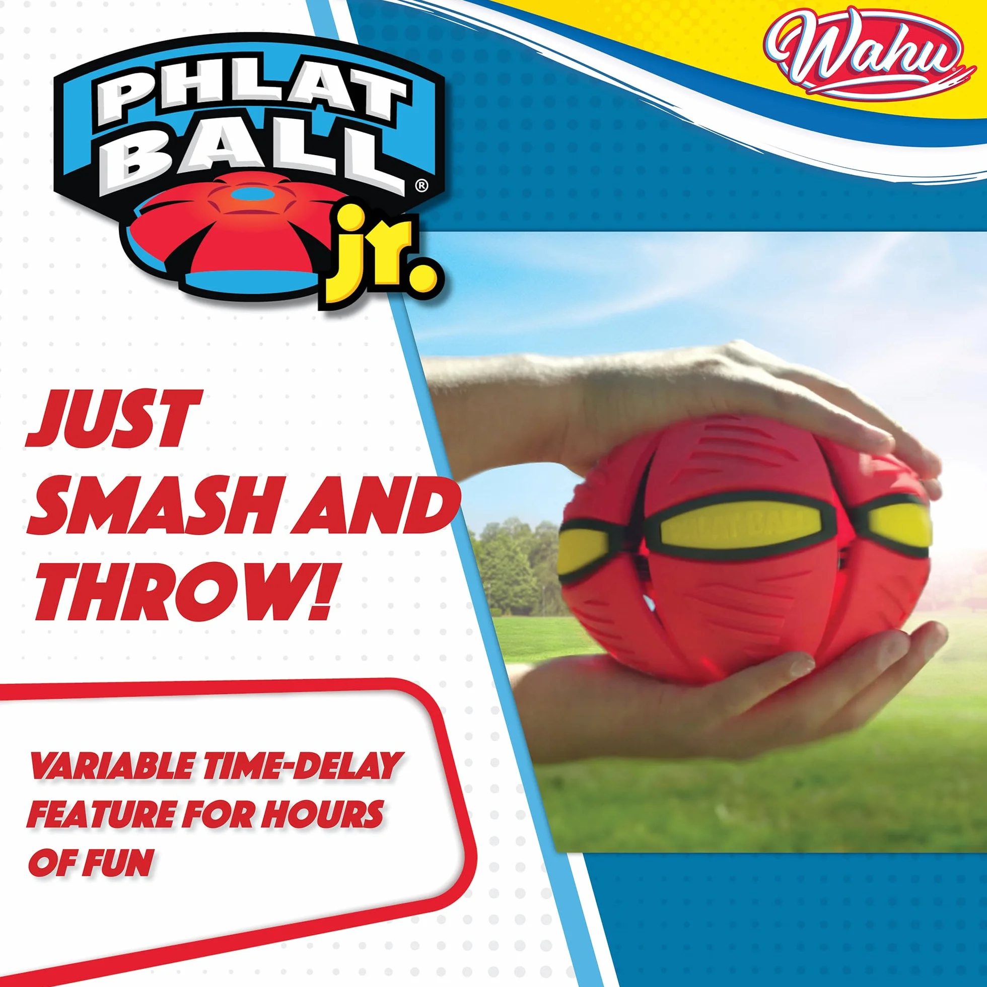 Wahu PHLAT BALL Junior Rosso Mini Frisbee Volante Trasformabile in Pallone Giochi da Giardino per Bambini dai 5 Anni 10,2cm 15,2cm