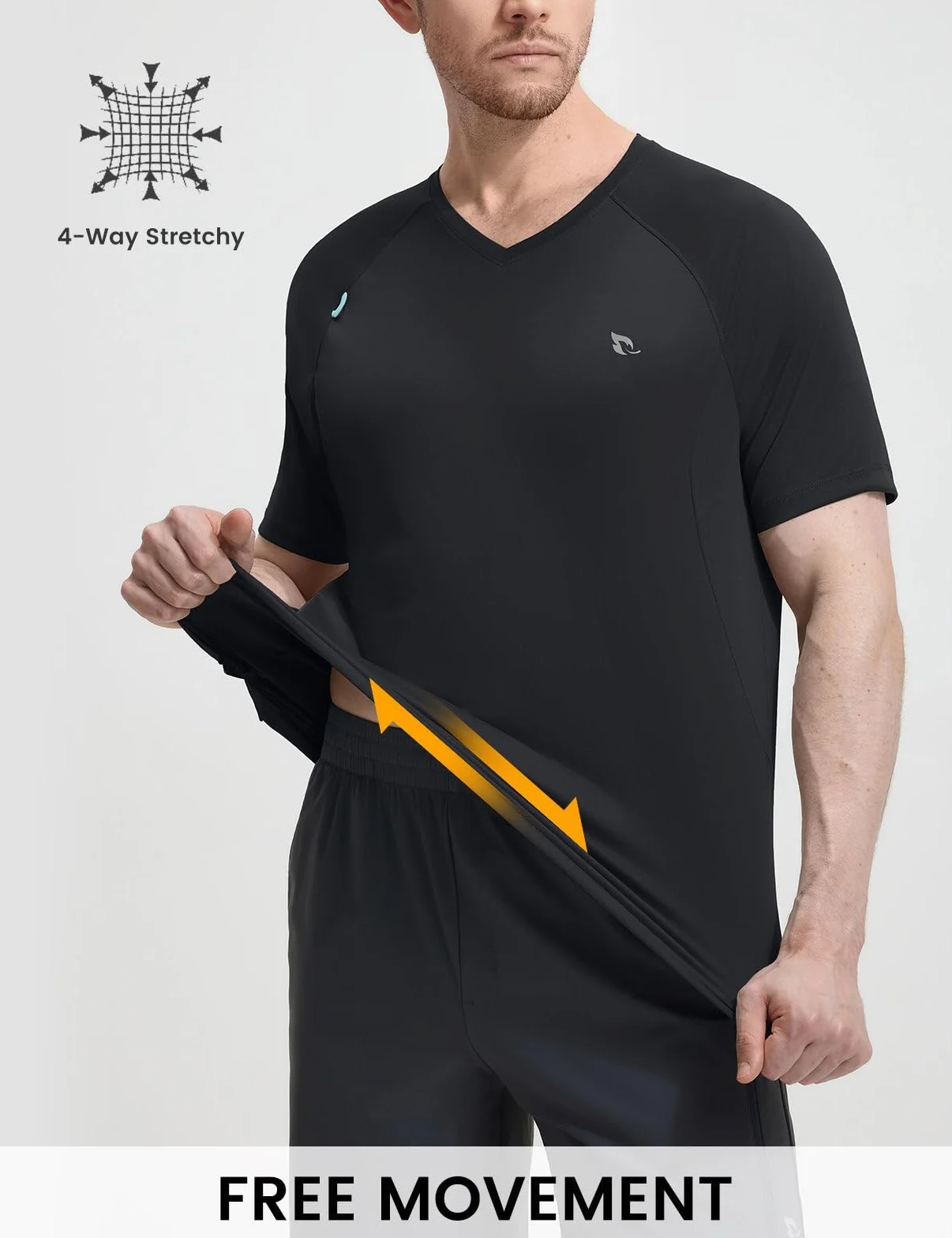 baleaf Camicie da uomo con protezione solare a maniche corte, top da escursionismo, scollo a V, ad asciugatura rapida, UPF50+, maglietta da palestra, sport, allenamento, verde