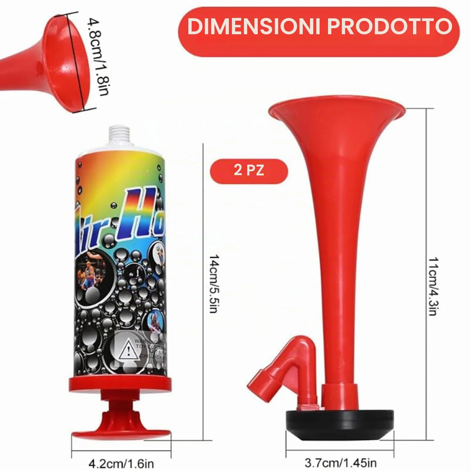 Tromba da Stadio 2 PCS Air Horn Clacson a Gas per Partite di Calcio Eventi Sportivi