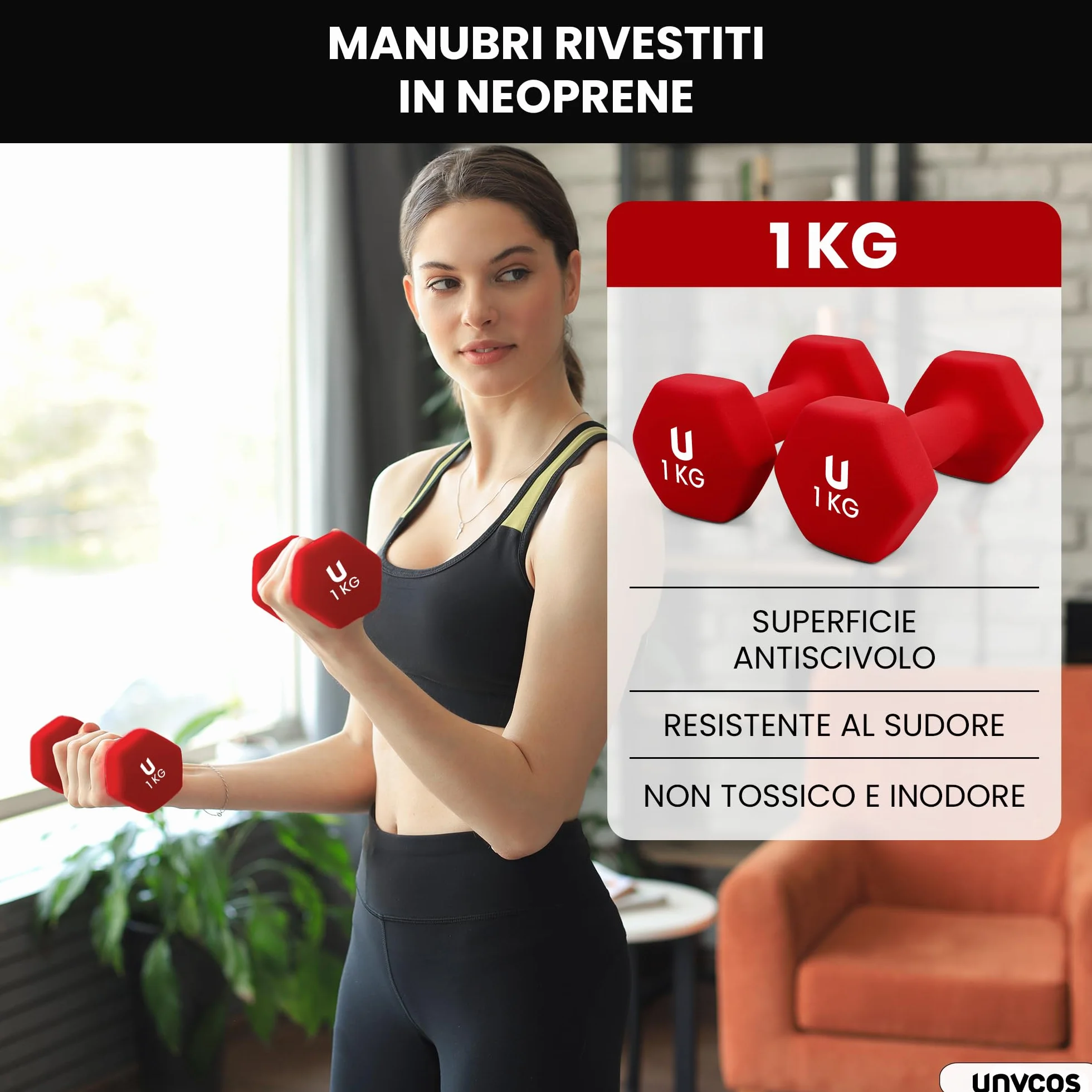 Manubri Esagonali Ghisa Neoprene 1-10 kg Set Pesi Antiscivolo Palestra Casa Fitness Allenamento Forza