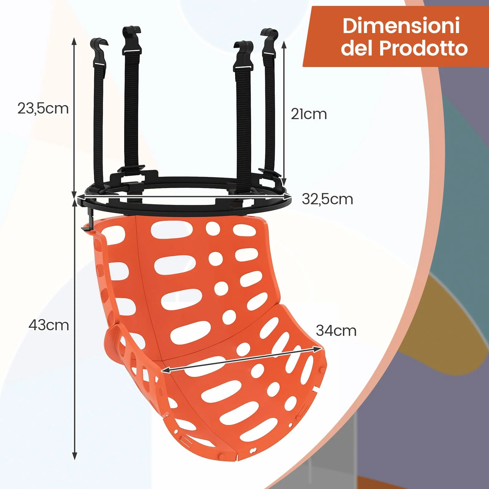 COSTWAY Sistema di Ritorno Palla Basket Rotante a 360° con 4 Ganci Smontabili, Sistema di Ritorno Pallacanestro con Struttura Robusta, Allenamento Tiro Basket per Adulti, Giovani e Bambini