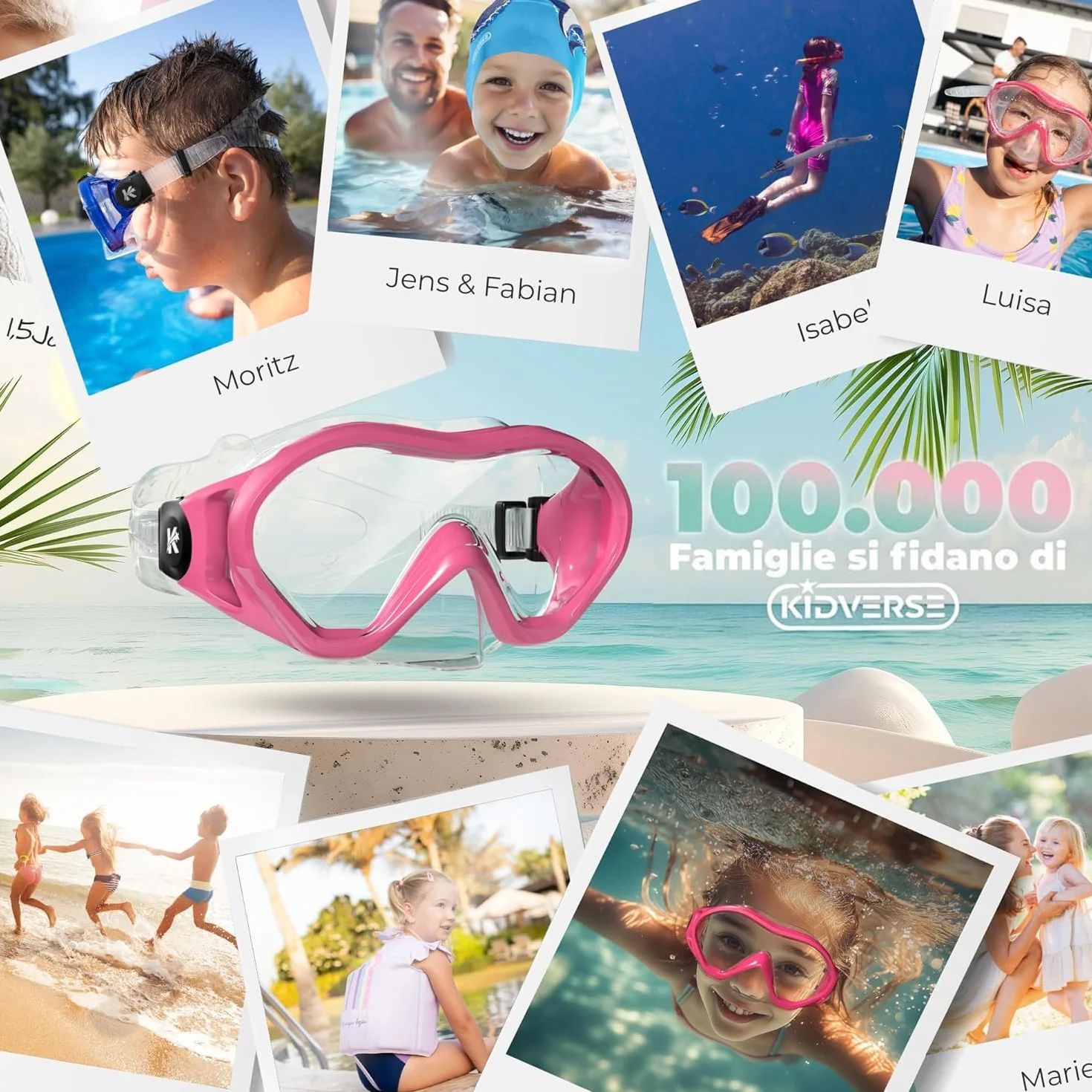 KIDVERSE Occhialini da nuoto per bambini protezione UV rivestimento antiappannamento impermeabili comodi