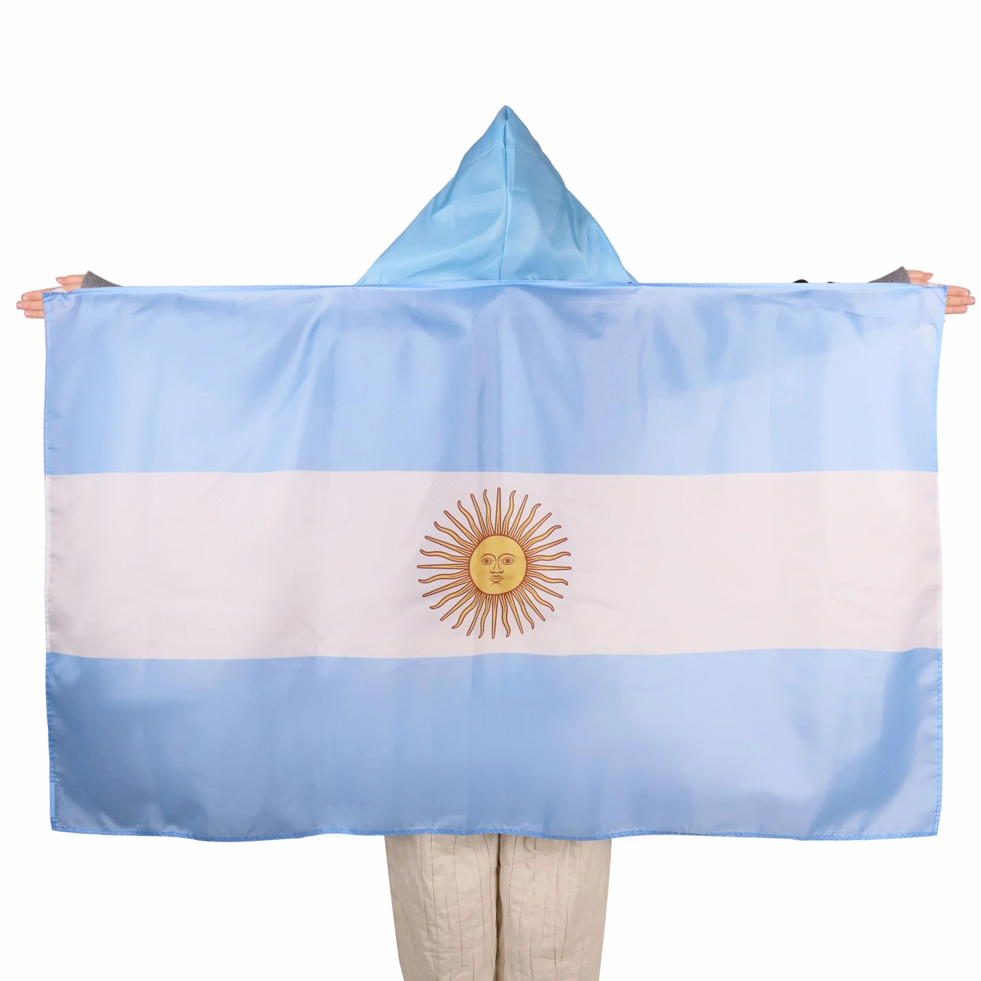 AZ FLAG Bandiera Argentina, 150 x 90 cm, mantello bandiera argentina, 100% poliestere, con maniche integrate, body flag 80 g
