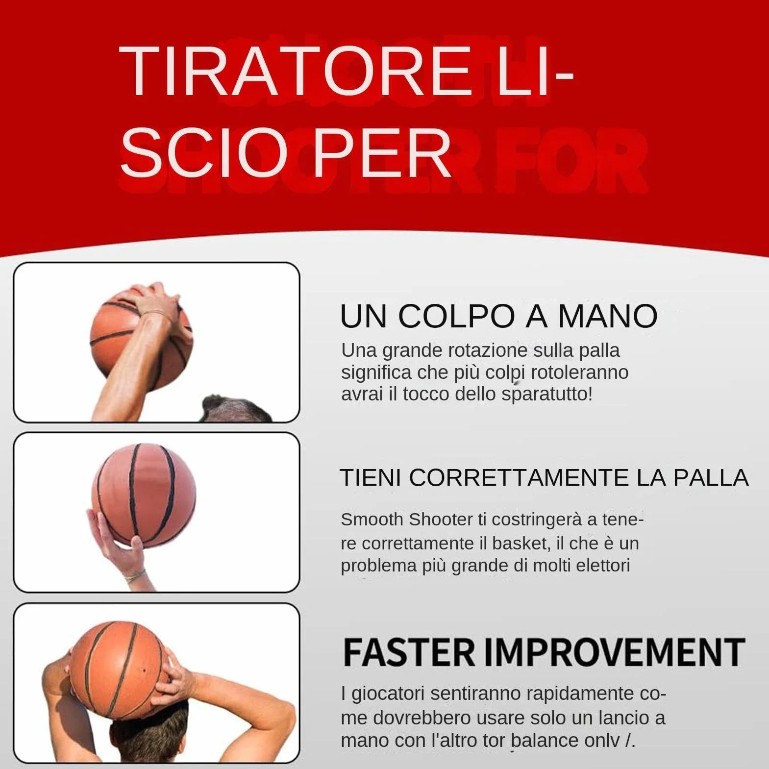 Allenatore di basket a mano libera per tiri | Elimina interferenze mano secondaria