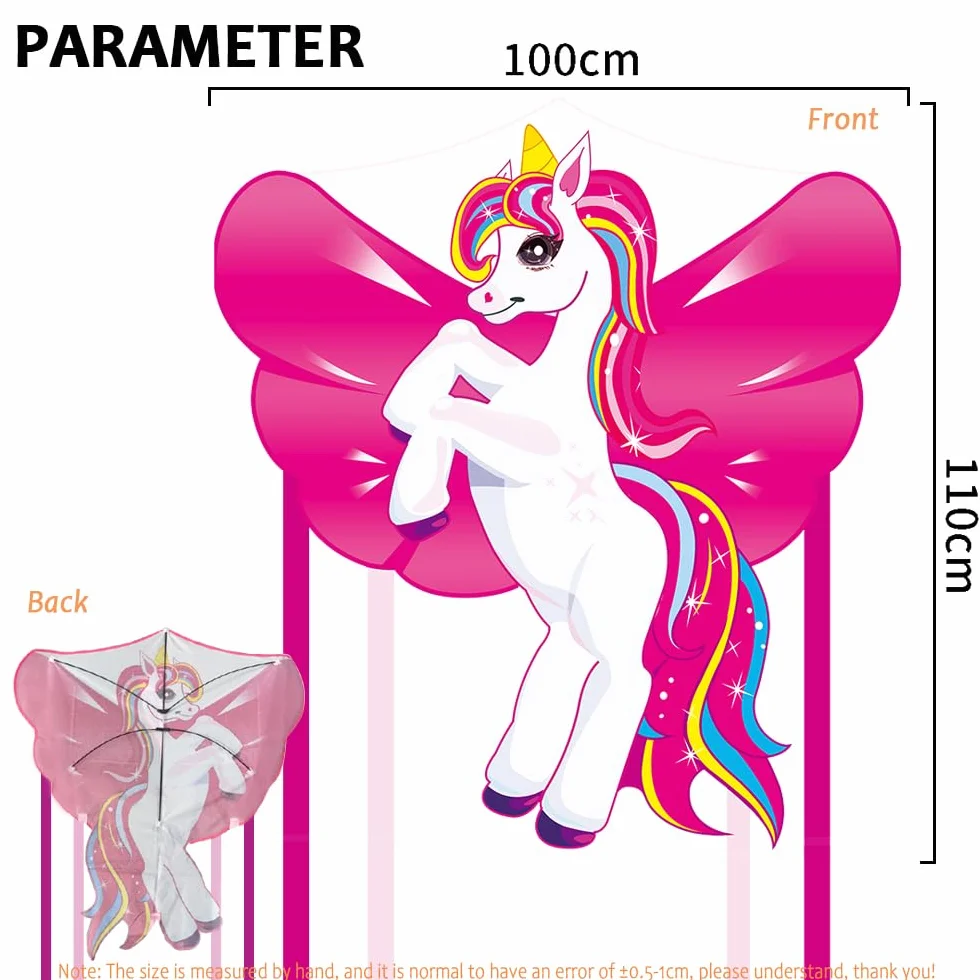 Aquilone Unicorno per Bambini e Adulti, Facile da Far Volare, con Linea 100m