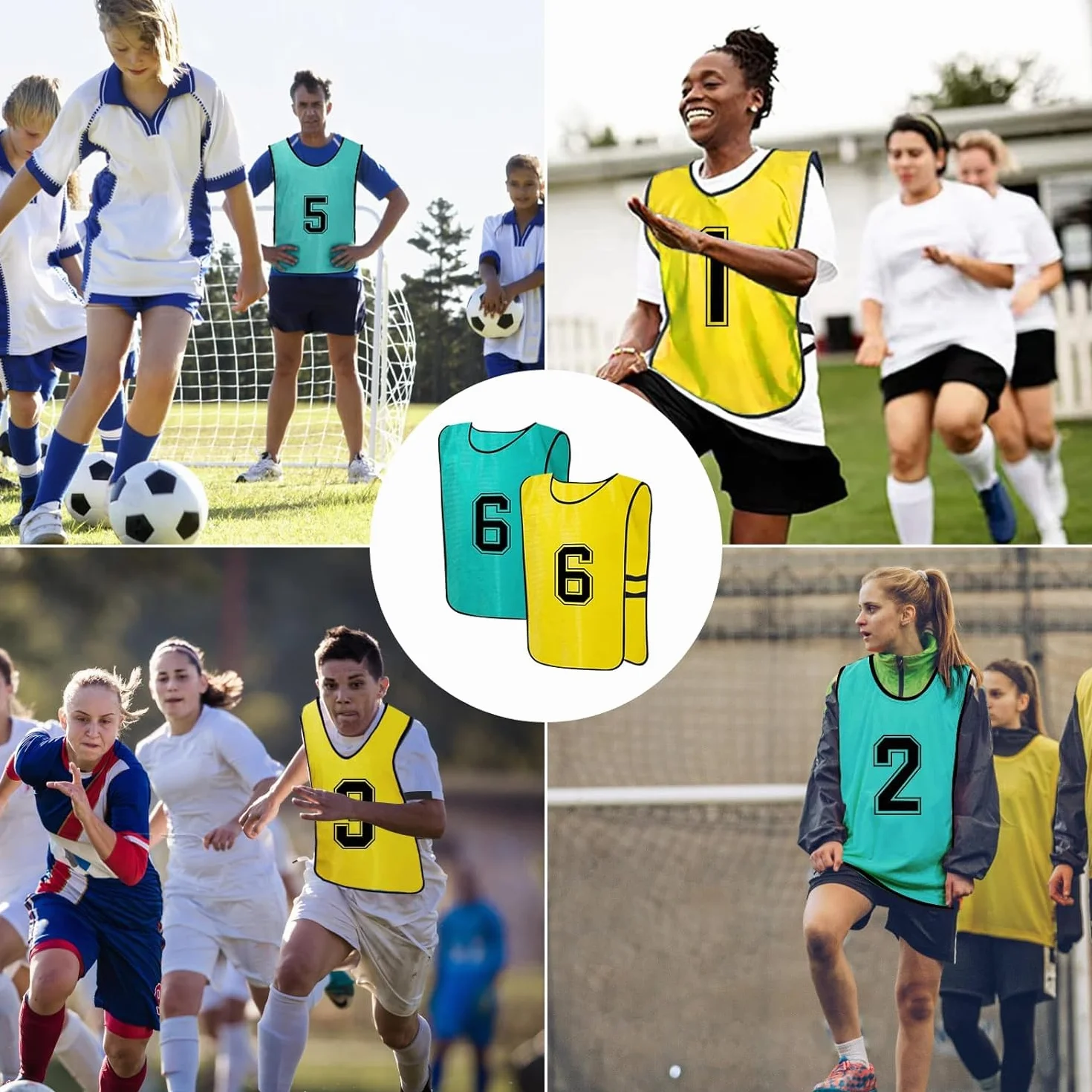 Scrimmage Vest Calcio Pinnies Training Maglie 24 Pezzi Adulti Basket Pallavolo Giallo Verde 47x70cm