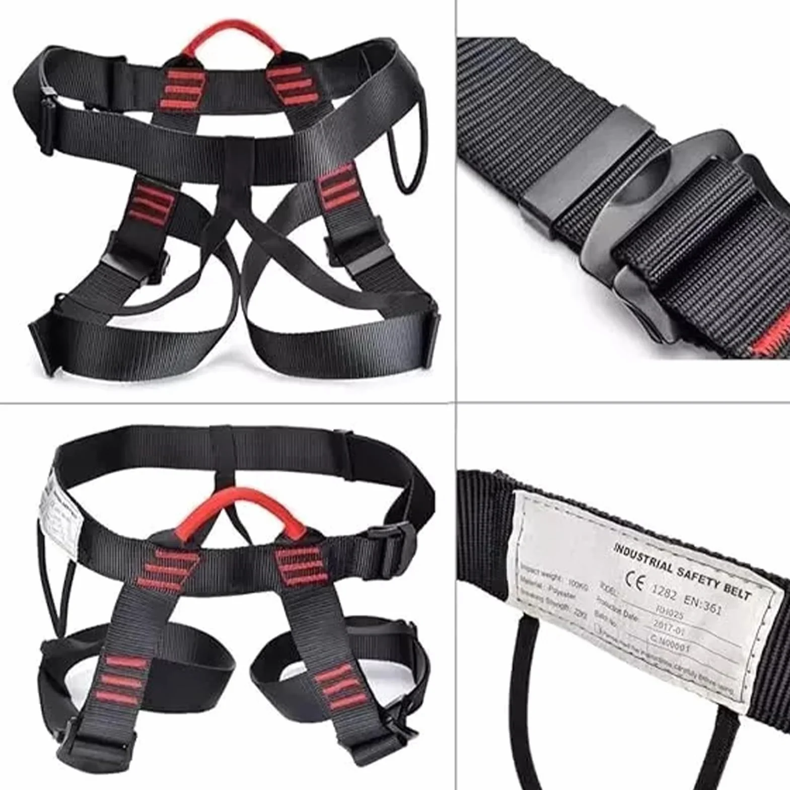 Imbracatura di sicurezza regolabile metà corpo 15 KN girovita 70-120 cm acciaio legato poliestere