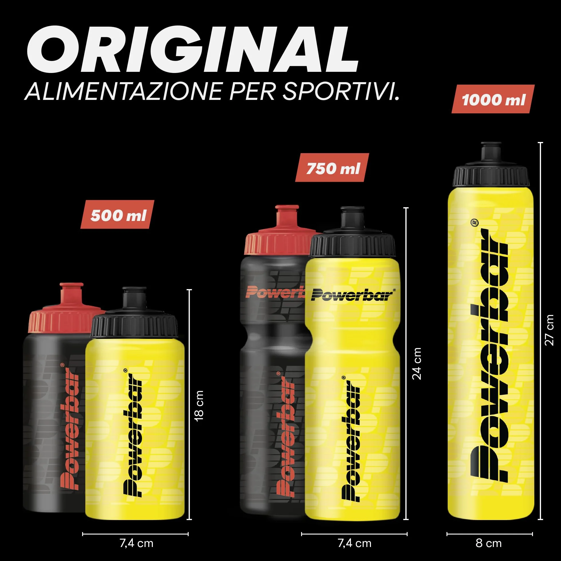 Powerbar Borraccia Sportiva 500 ml nera A prova di perdite lavabile in lavastoviglie senza BPA