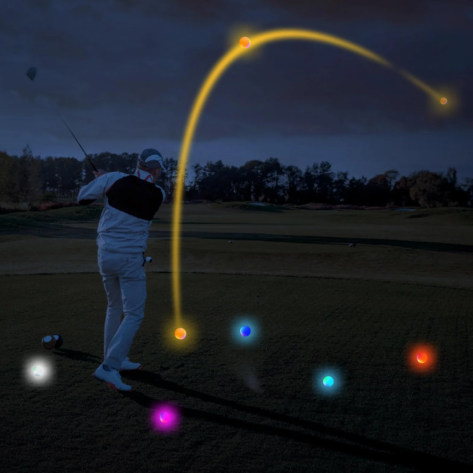 PORFOYO 6 palline da golf luminose LED notte riutilizzabili rosso giallo verde blu bianco rosa