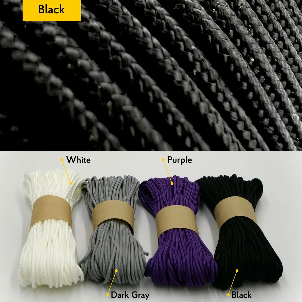 Nylon Paracord 275 2 mm 3-Strand Rope 15 m Black