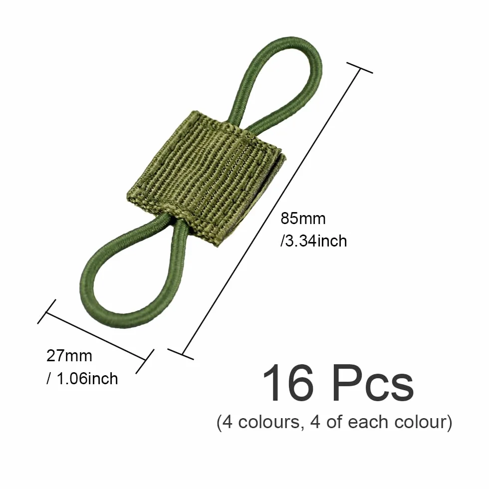 Tattico Molle Retainer Fitting 16 pezzi, fettuccia tattica, portachiavi all'aperto (4 colori)