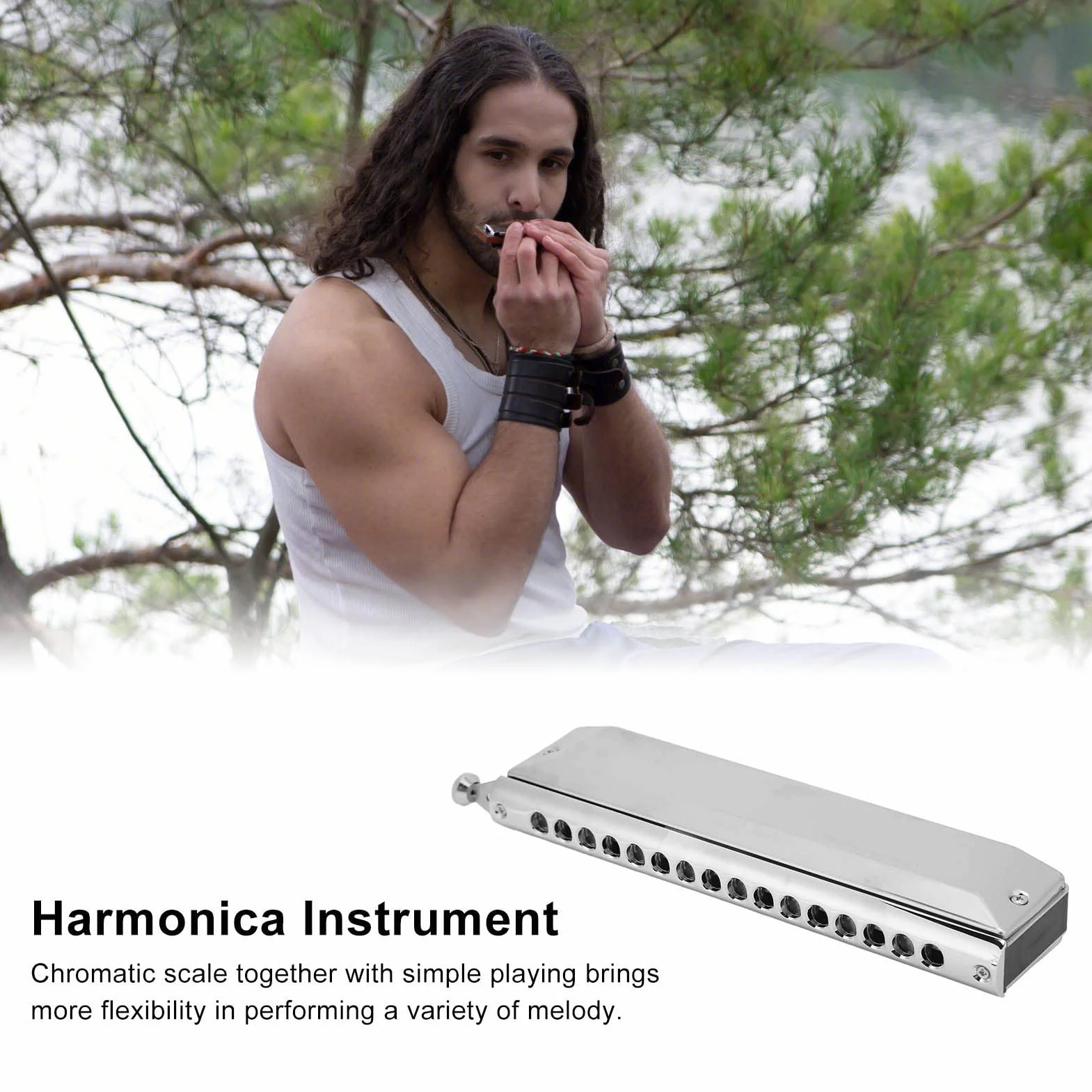 Armonica Cromatica, Armonica 16 Buchi 64 Toni Professional Arp Mouth Organo su Scala Cromatica Strumento Portatile per Principiante