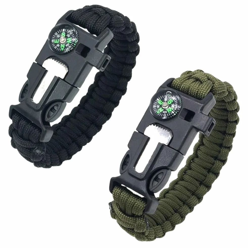 Bracciale di sopravvivenza in Paracord multiuso 2 pezzi per escursioni e campeggio