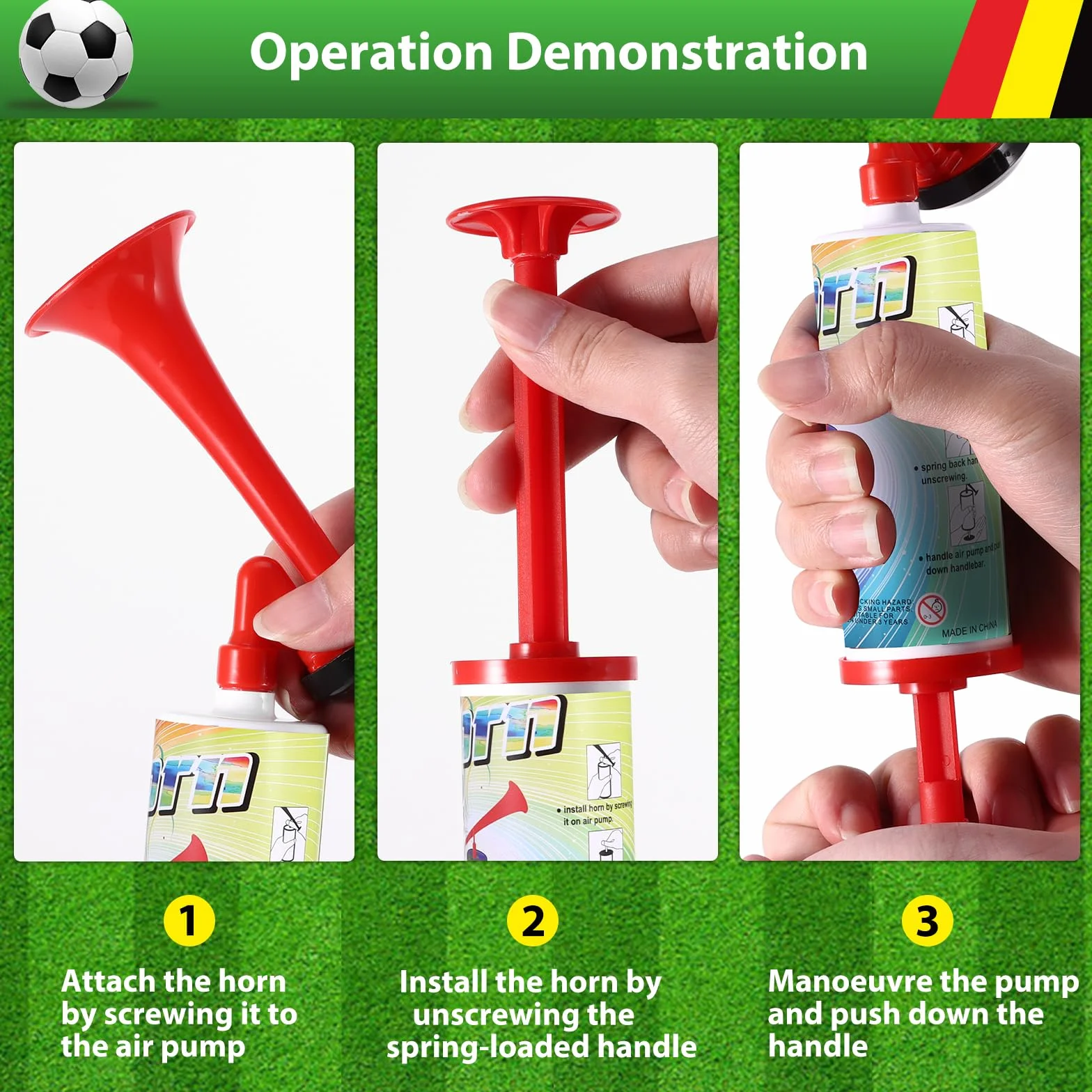 2 pezzi Secondo Air Horn, Clacson Handheld Air Pressione Fanfare Pompa, Tromba da Stadio, Classica Air Horns signalhorn, segnale corno per calcio, fanfare aria compressa