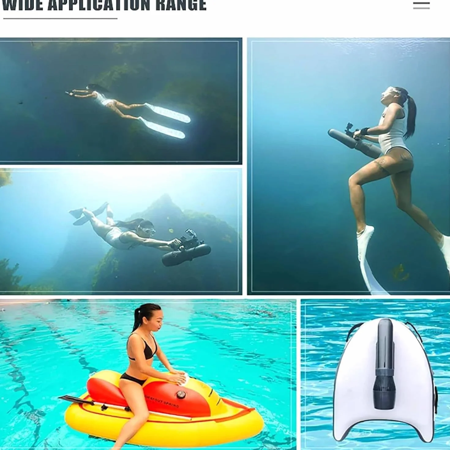 Scooter Subacqueo Elettrico 10 Km/h 130 Minuti Senza Spazzole Booster Nuoto