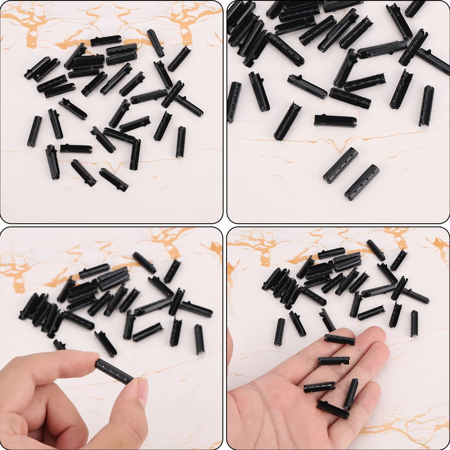 Gosknor 30pz Terminali Lacci, Punta dei Lacci in Rame Nero con Guaina Termorestringente Accorciare Riparare Accessori Ideali per Sneakers