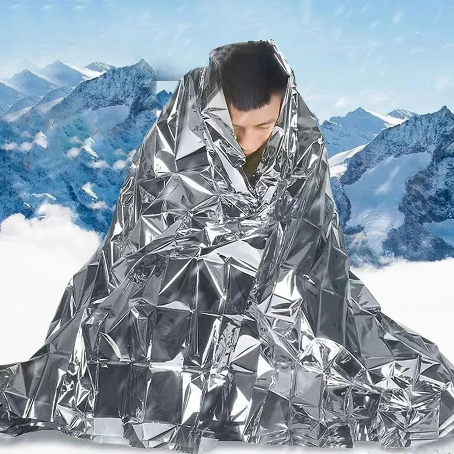 Coperta Termica Riutilizzabile - Attrezzatura Di Sopravvivenza Spaziale Grande 130x210 Cm, Foglio Di Alluminio Isolante | Copertura Per Sacco A Pelo Di Emergenza Per Campeggio, Escursionismo E Neve, S