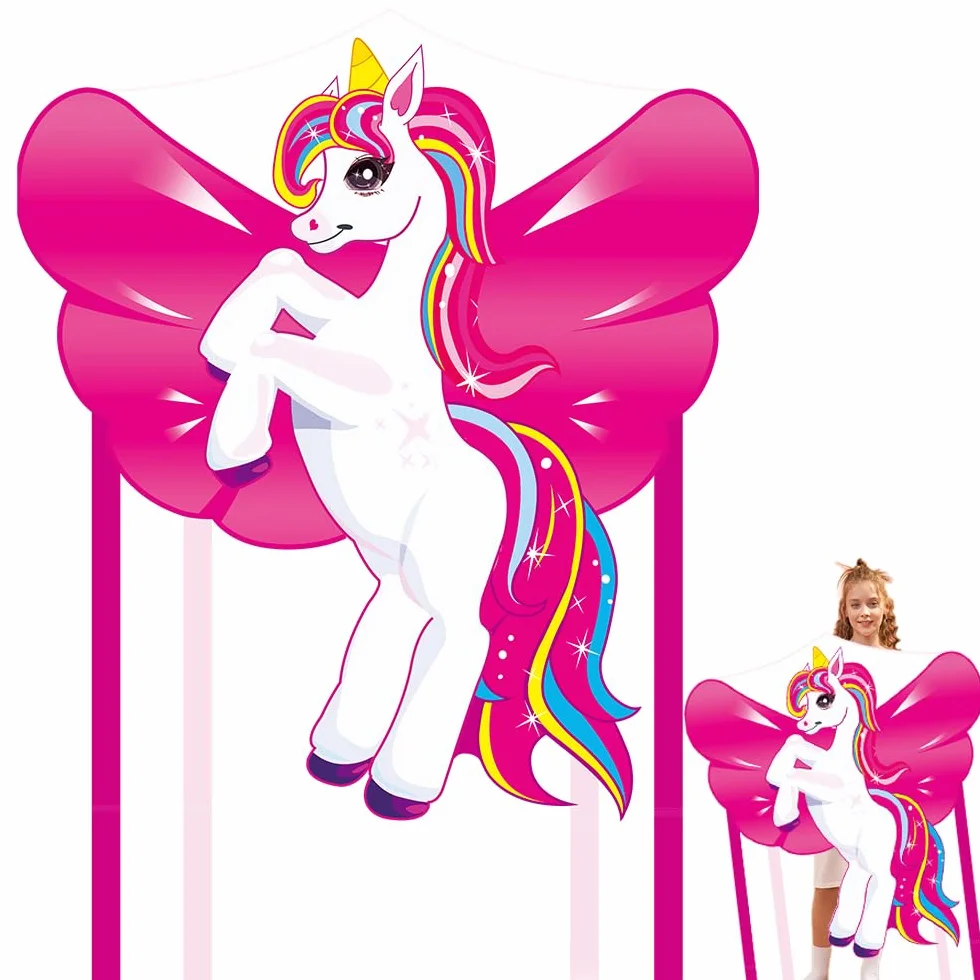 Aquilone Unicorno per Bambini e Adulti, Facile da Far Volare, con Linea 100m
