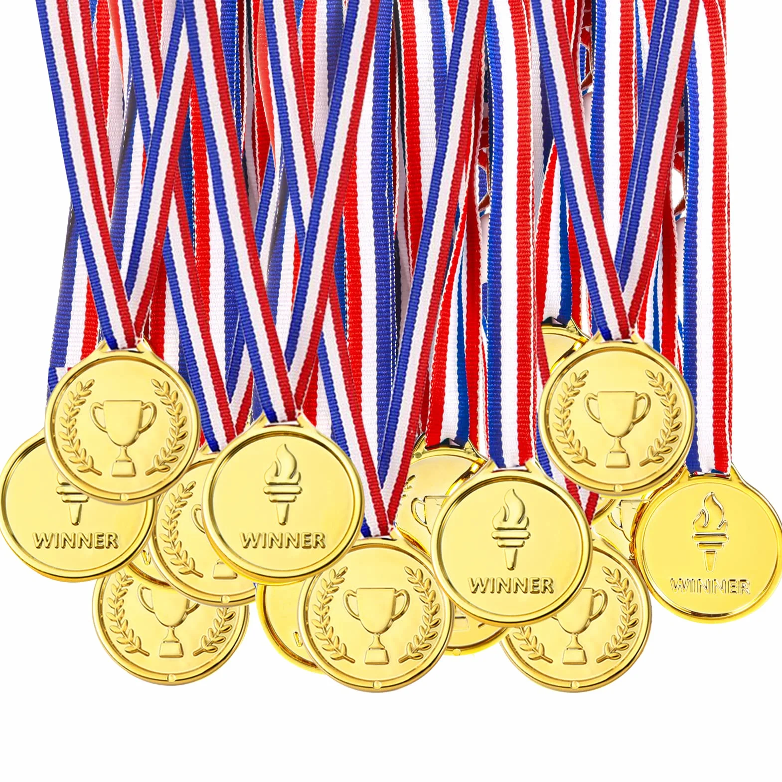 Medaglie Oro Plastica 48 Pezzi per Bambini Sport Giorno Premi Giochi Festa Concorso