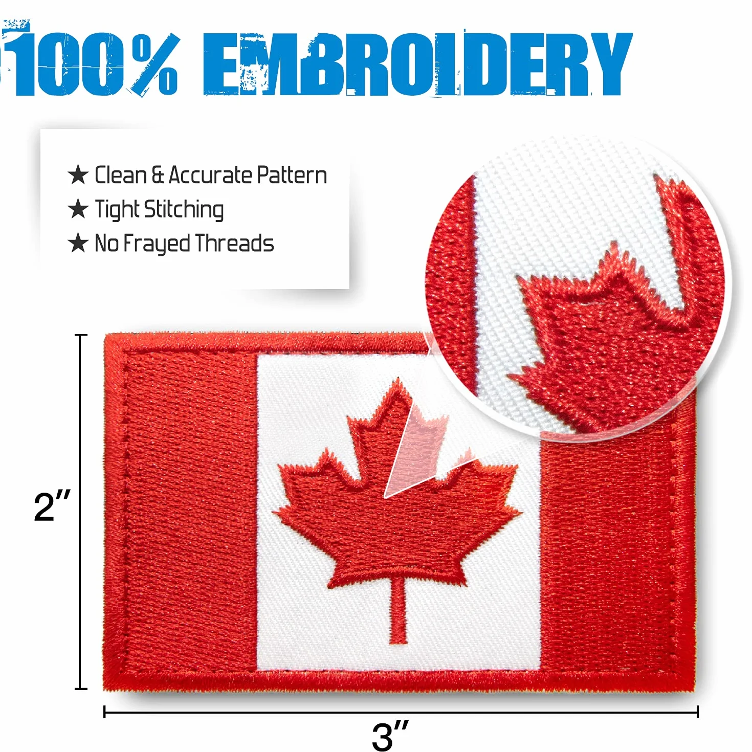 Anley - Toppe ricamate con bandiera canadese tattiche (confezione da 2) - toppa con stemma 2 "x 3" cucita per uniforme militare - chiusure a strappo si attaccano a cappelli tattici