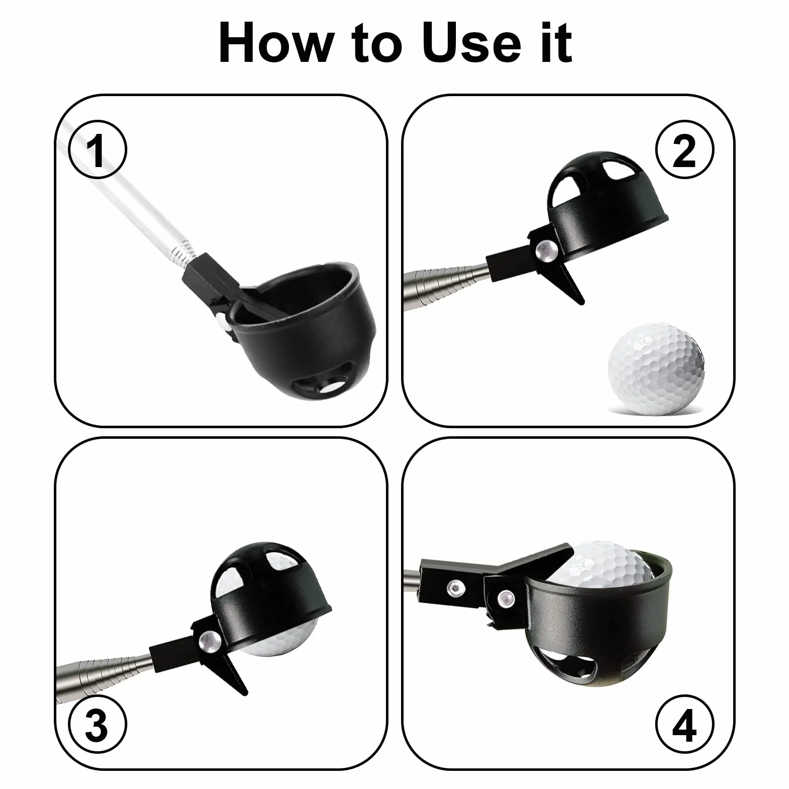 GAESHOW Golf Ball Retriever, Raccogli Palline Golf, Retriever per Palline da Golf Telescopico Inossidabile per Acqua con Pinza per Pallina da Golf, Lunghezza: 2m / 6,56 Piedi