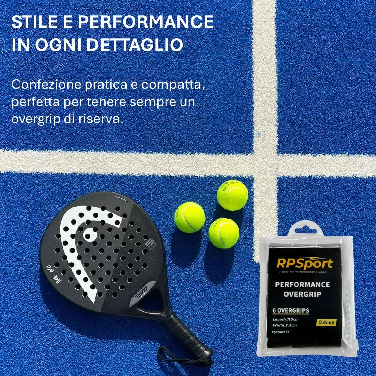 RPSport Overgrip Padel Nero Antiscivolo 3 Strati - Grip Extra Aderente per Racchetta