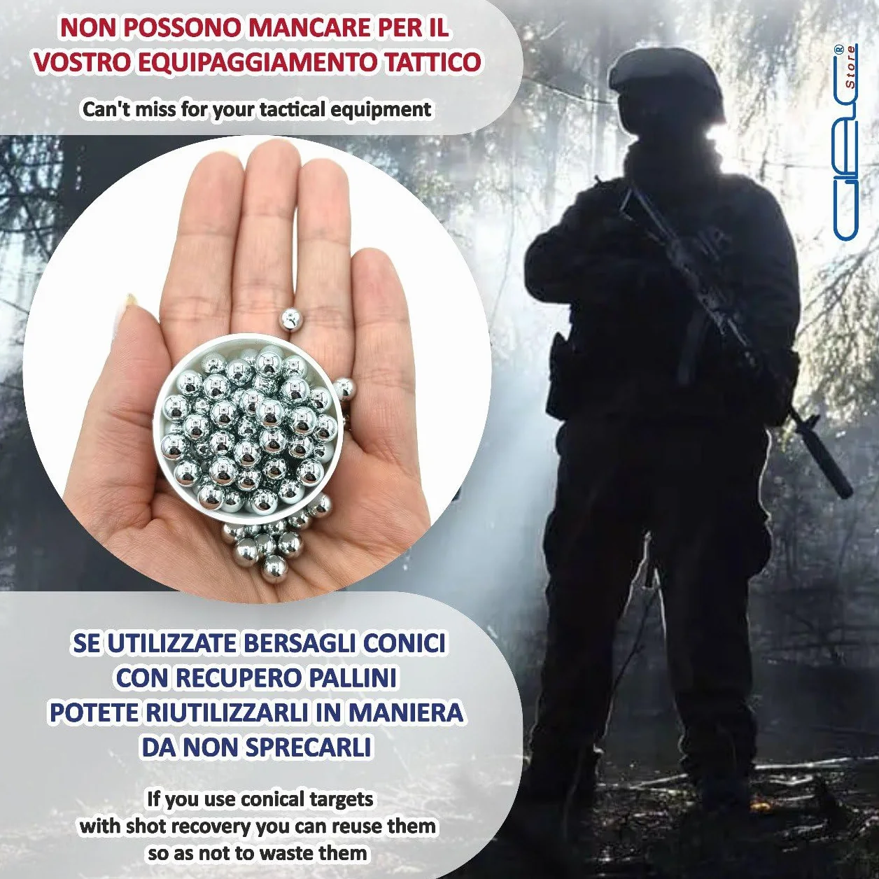 Pallini Softair Acciaio 6 mm 0,80 Grammi Calibrati Lucidati 1000 Pz con Porta Pallini