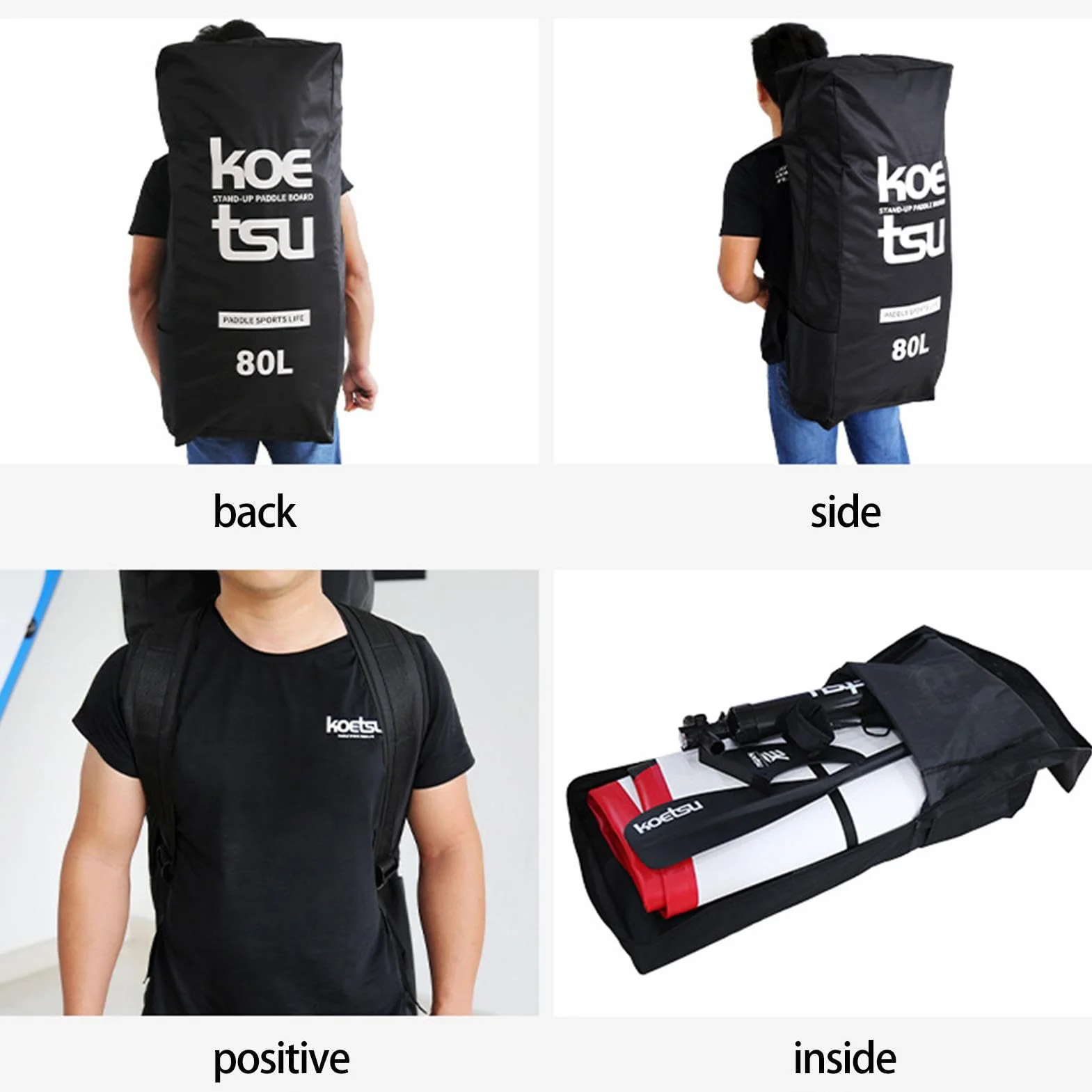 Impermeabile Borsa da Tavolo da Paddle Gonfiabile Zaino da Viaggio 80L Porta Attrezzatura per Impieghi Pesanti Paddle Storage