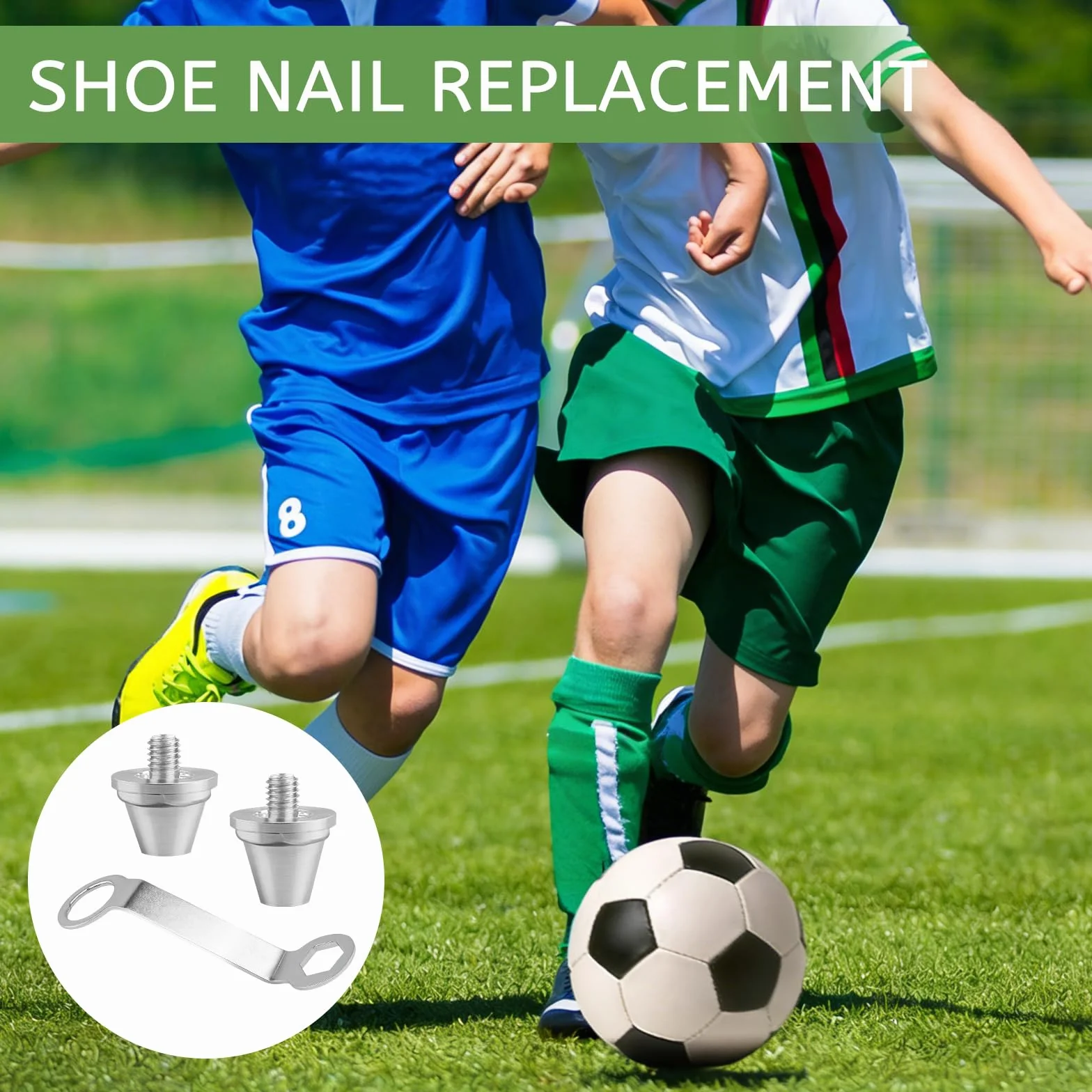Tacchetti da Calcio Ferro 12 Pezzi Compatibili per Scarpe Sportive con Chiave 11 mm 13 mm