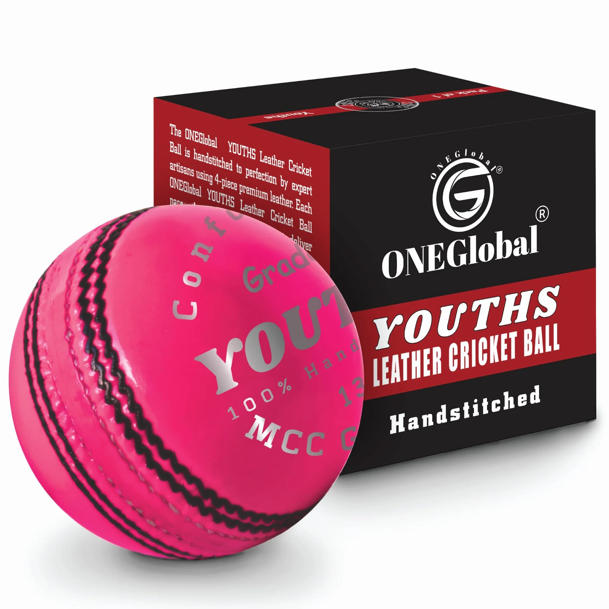Palla da cricket junior in vera pelle cucita a mano 136 g 4 3/4 oz Junior Hard