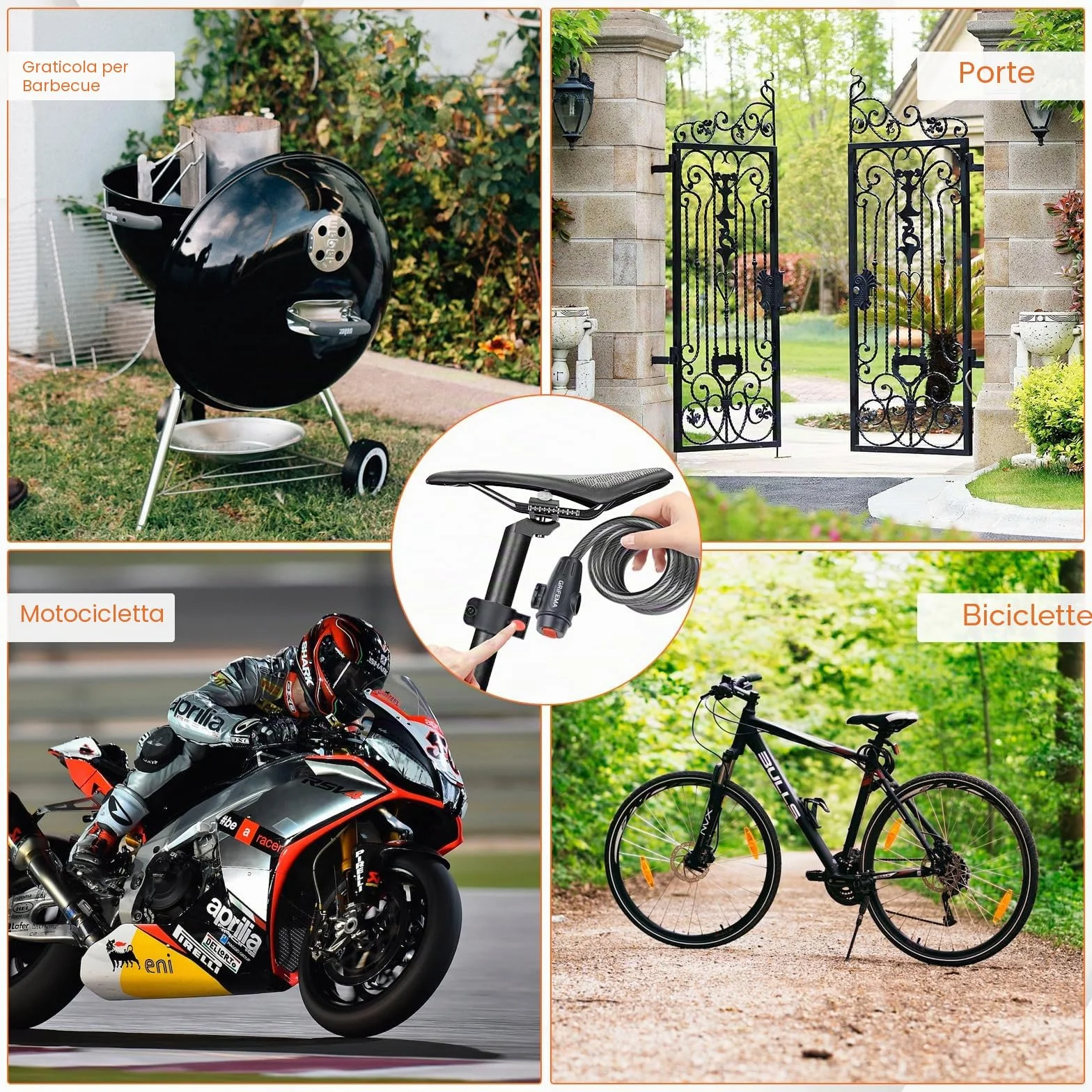 GRIFEMA GA1204-12 Lucchetto per bicicletta con 2 chiavi, nero