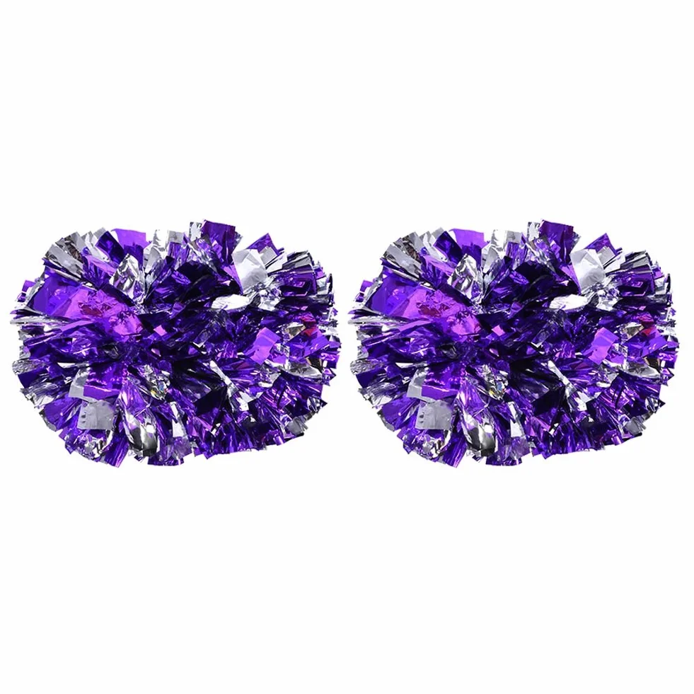 Pompon Aerobici Leggeri e Resistenti Argento e Viola per Danza Sportiva
