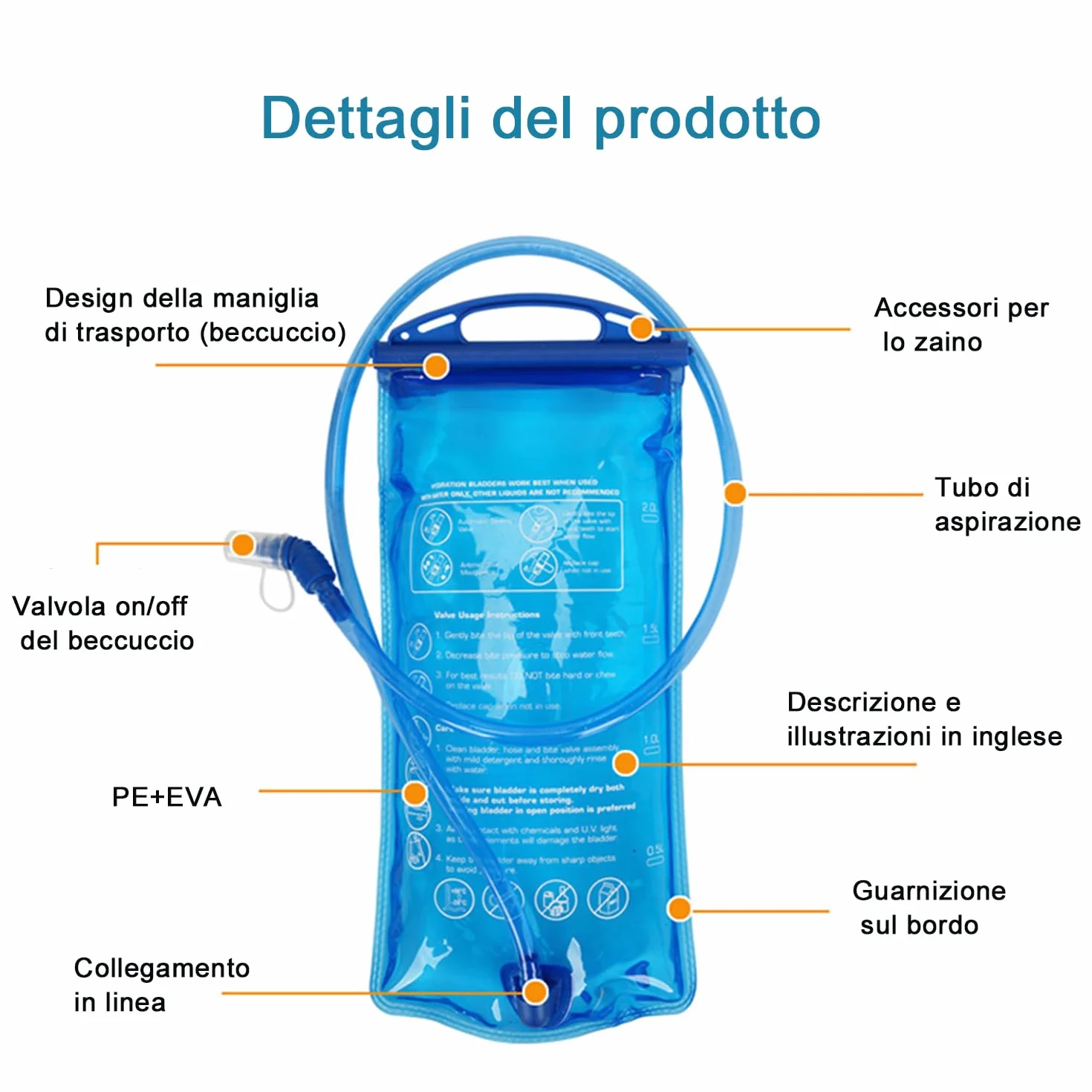 Sacca Acqua 2L per Zaino Ciclismo Escursionismo Trekking Campeggio