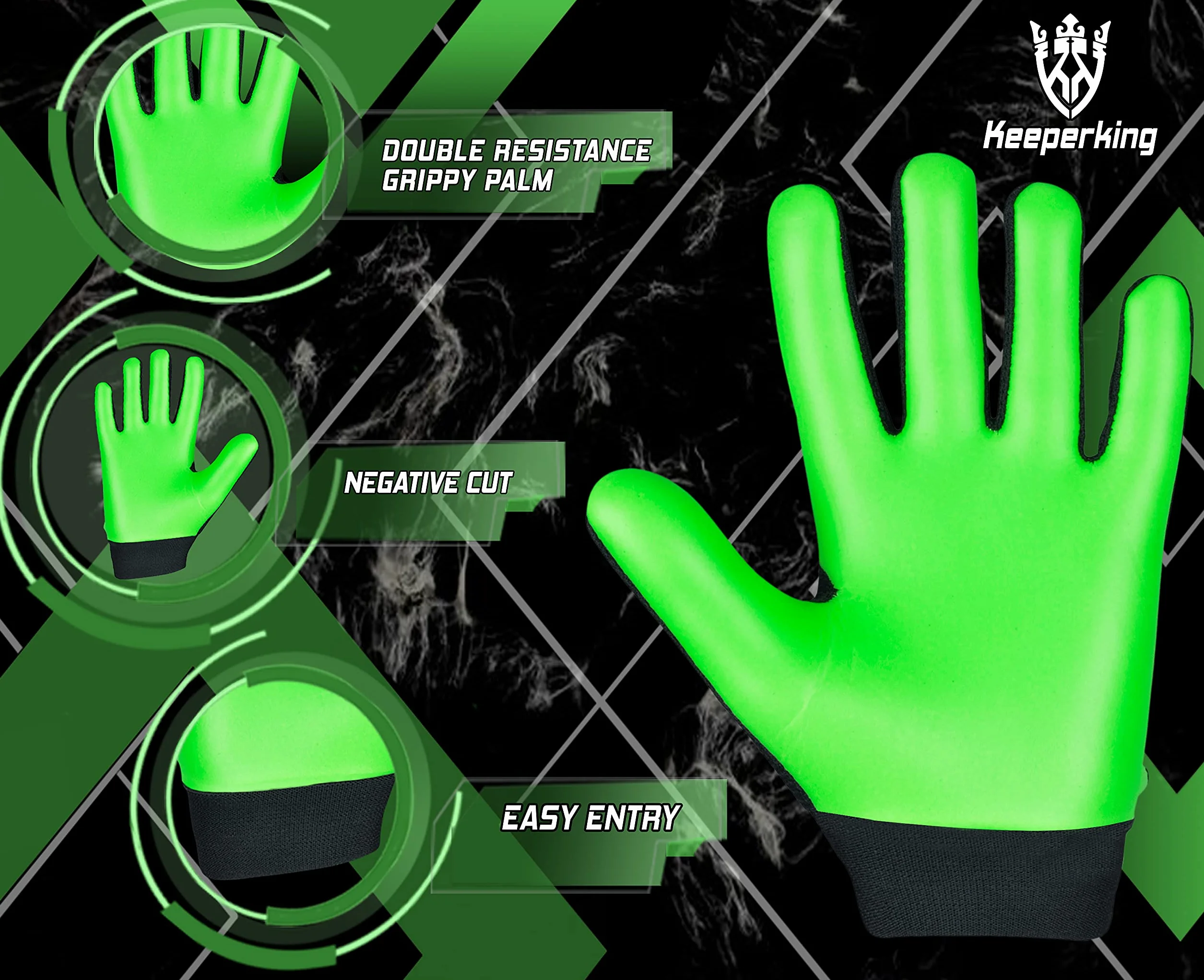 Keeperking Guanti da portiere calcio bambini ragazzi ragazze taglie 4-7