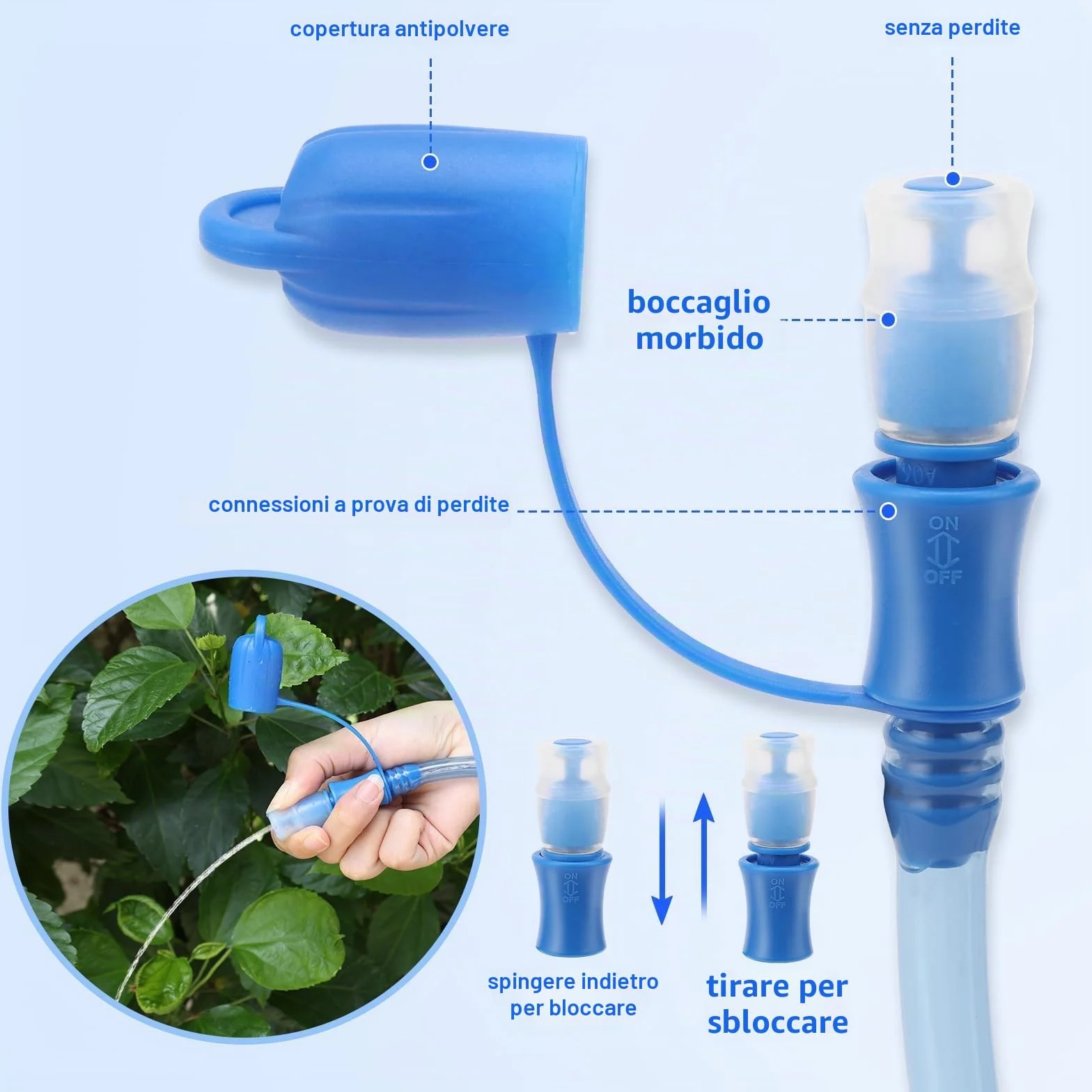WADEO Sacca Idrica 2L, Sacca Acqua Zaino a Prova di Perdite, Senza BPA, Trekking Corsa Campeggio