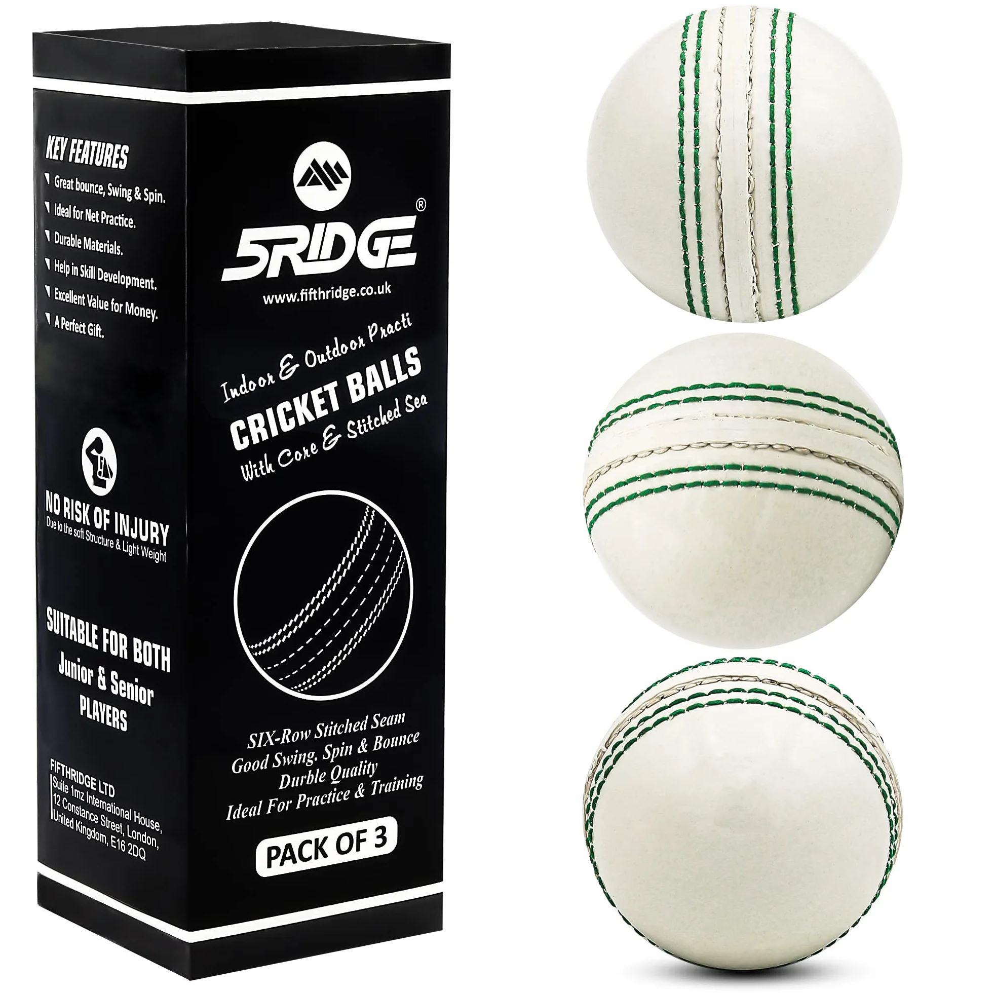 Palline da Cricket per Allenamento in Gomma Morbida con Cuciture Reali e Nucleo per Rimbalzo
