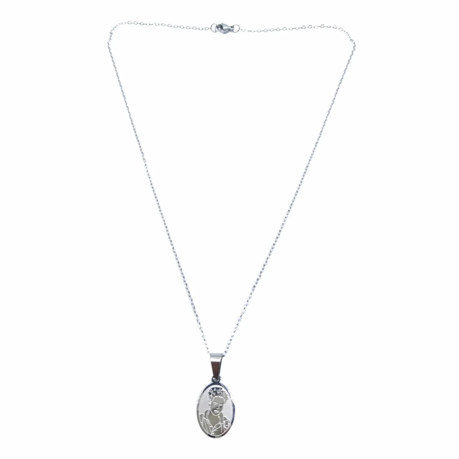 Medaglia di San Carlo Acutis in Acciaio con Catena 2x1,2 cm 45 cm Made in Italy