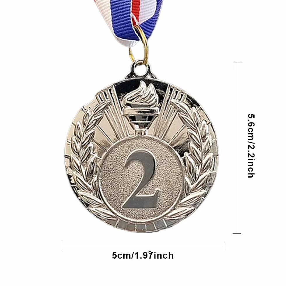 Medaglie Sportive 5 cm Medaglia d'Oro Argento Bronzo con Nastro al Collo per Gara Premio Vincitore