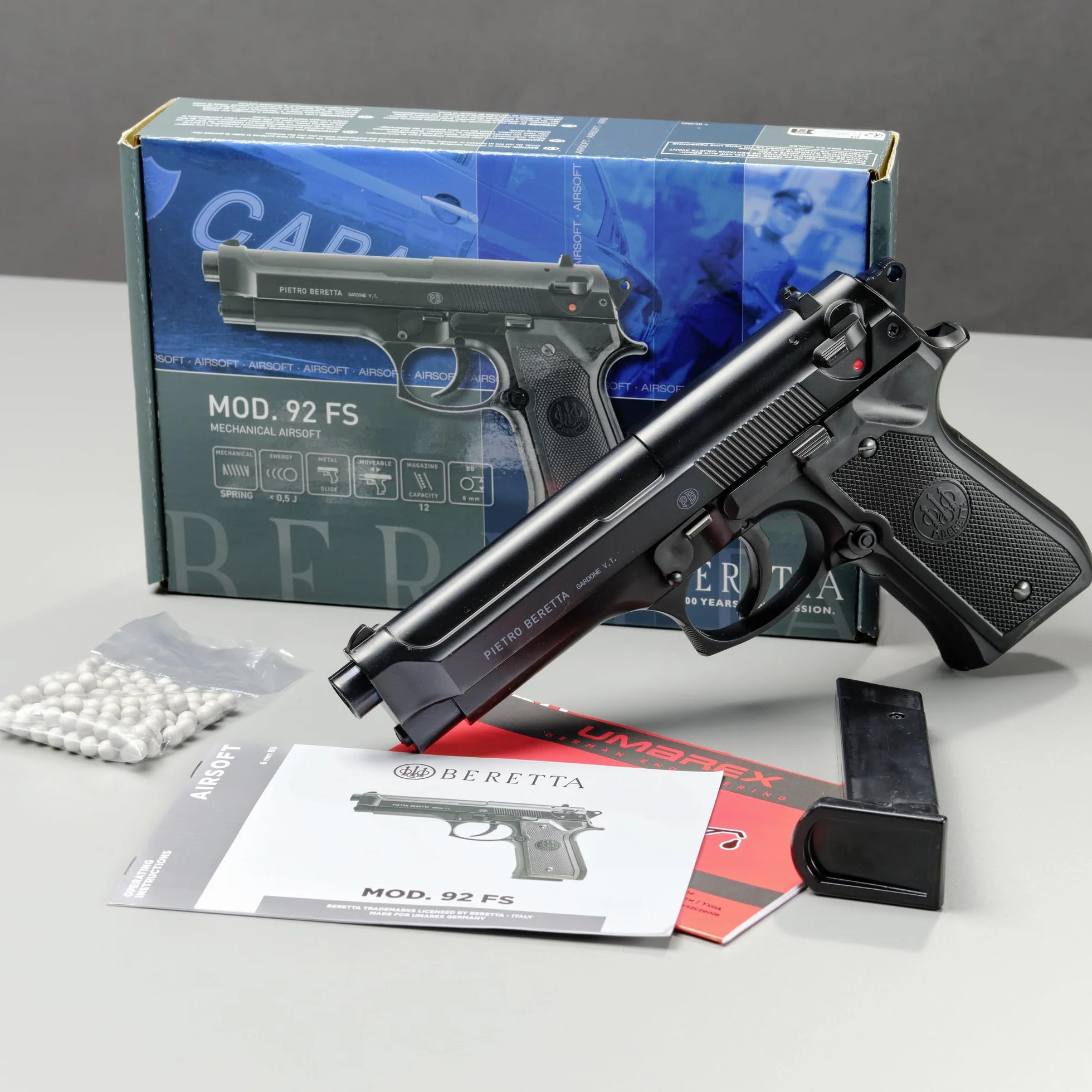 Pistola Softair A Molla Beretta M92 FS Metallo 0,5 Joule
