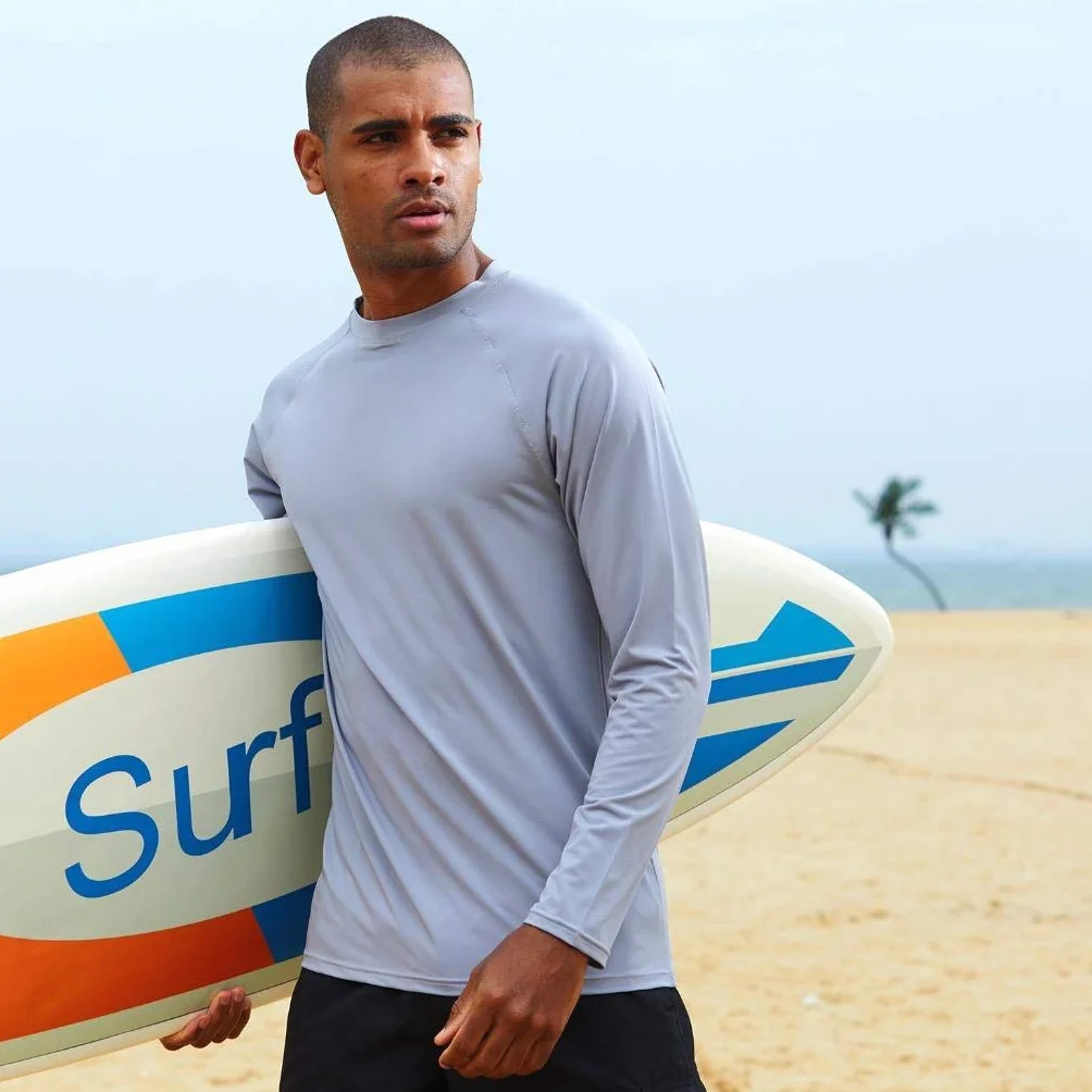 Arcweg Rashguard Mare Surf Uomo Maniche Lunghe Protezione Solare UV UPF 50+ Asciugatura Veloce Maglia Anti UV Pescs Stile Sciolto Elastica Maglietta Piscina