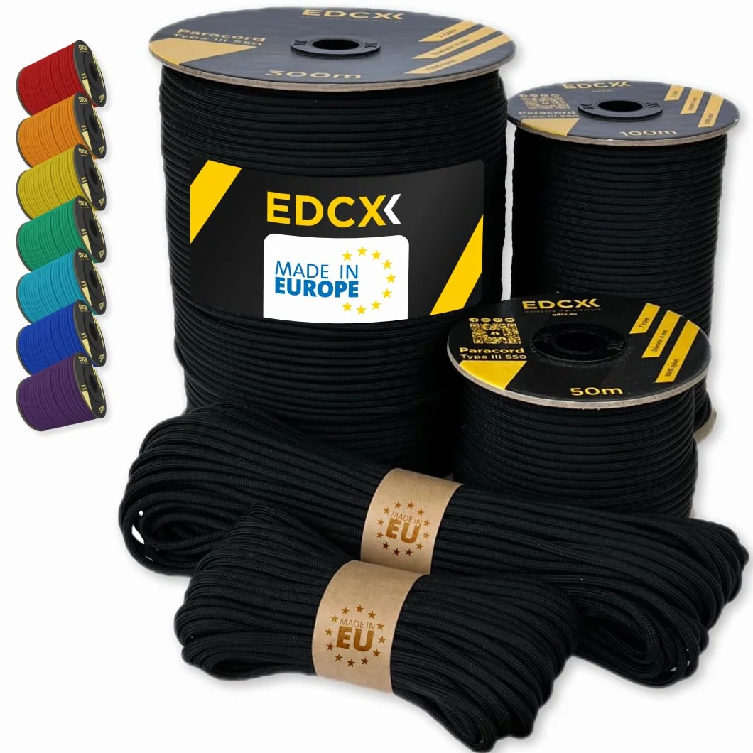 Paracord 4mm 100% Nylon 550 Tipo III Corda Tattica 35 Colori Solidi 10m-300m per Campeggio Sopravvivenza