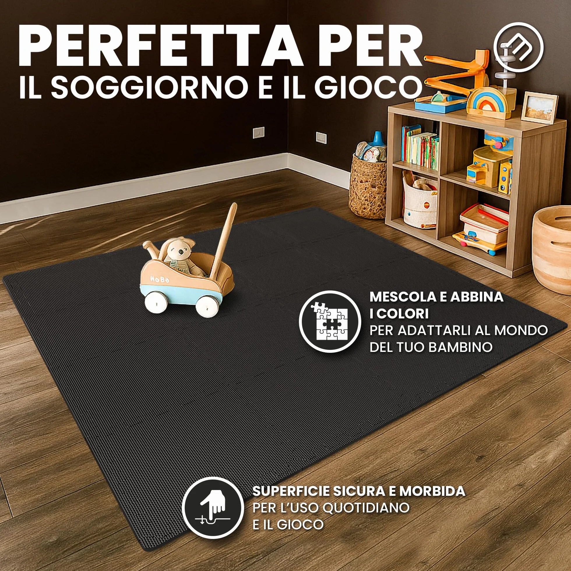 Tappeto Palestra Tappetino Fitness a Puzzle - Pavimento Protettivo Incastro Tatami Gomma per Home Gym