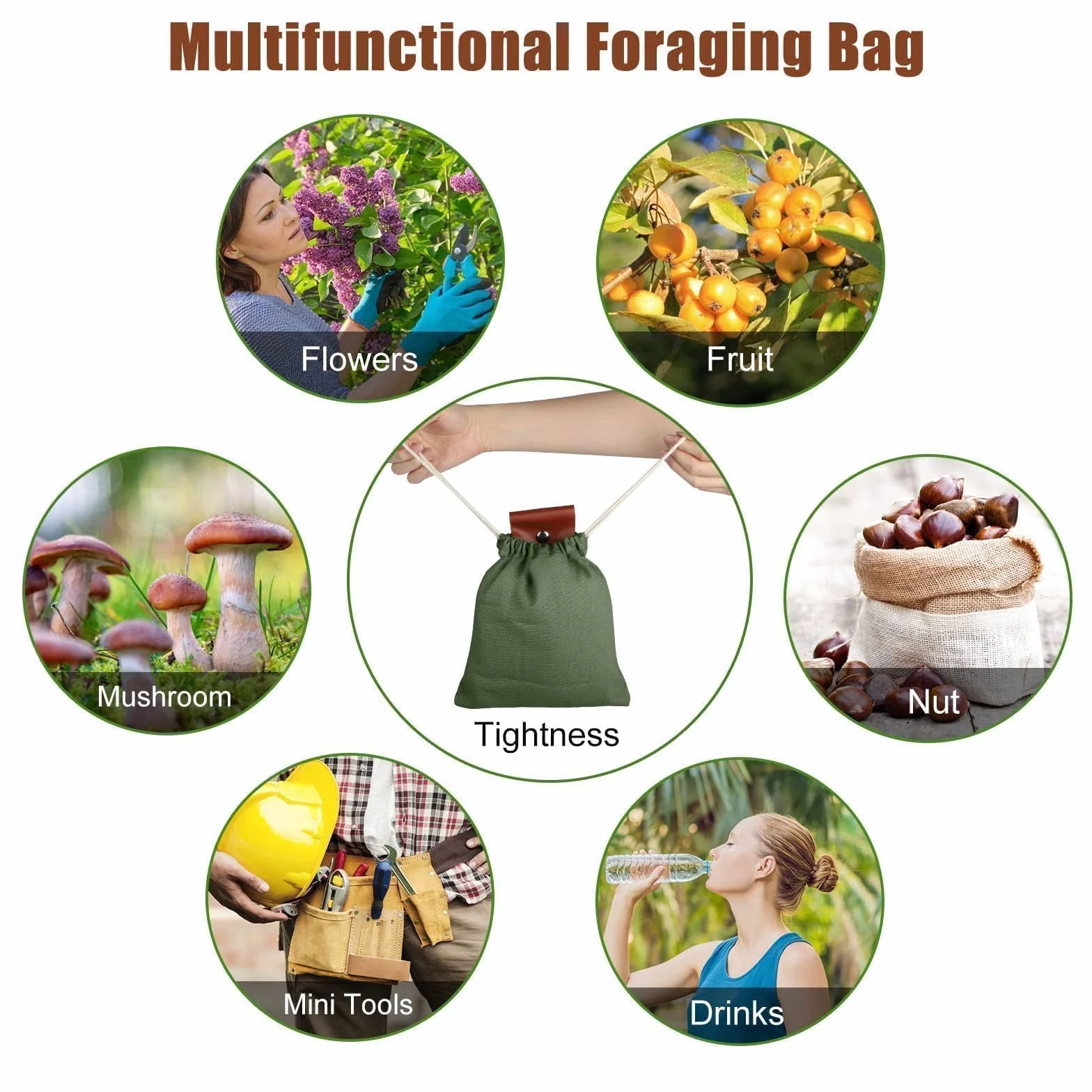 Custodia per Foraggiamento in Tela EEEKit 2 PCS Borsa da Cintura per Funghi Campeggio Escursionismo
