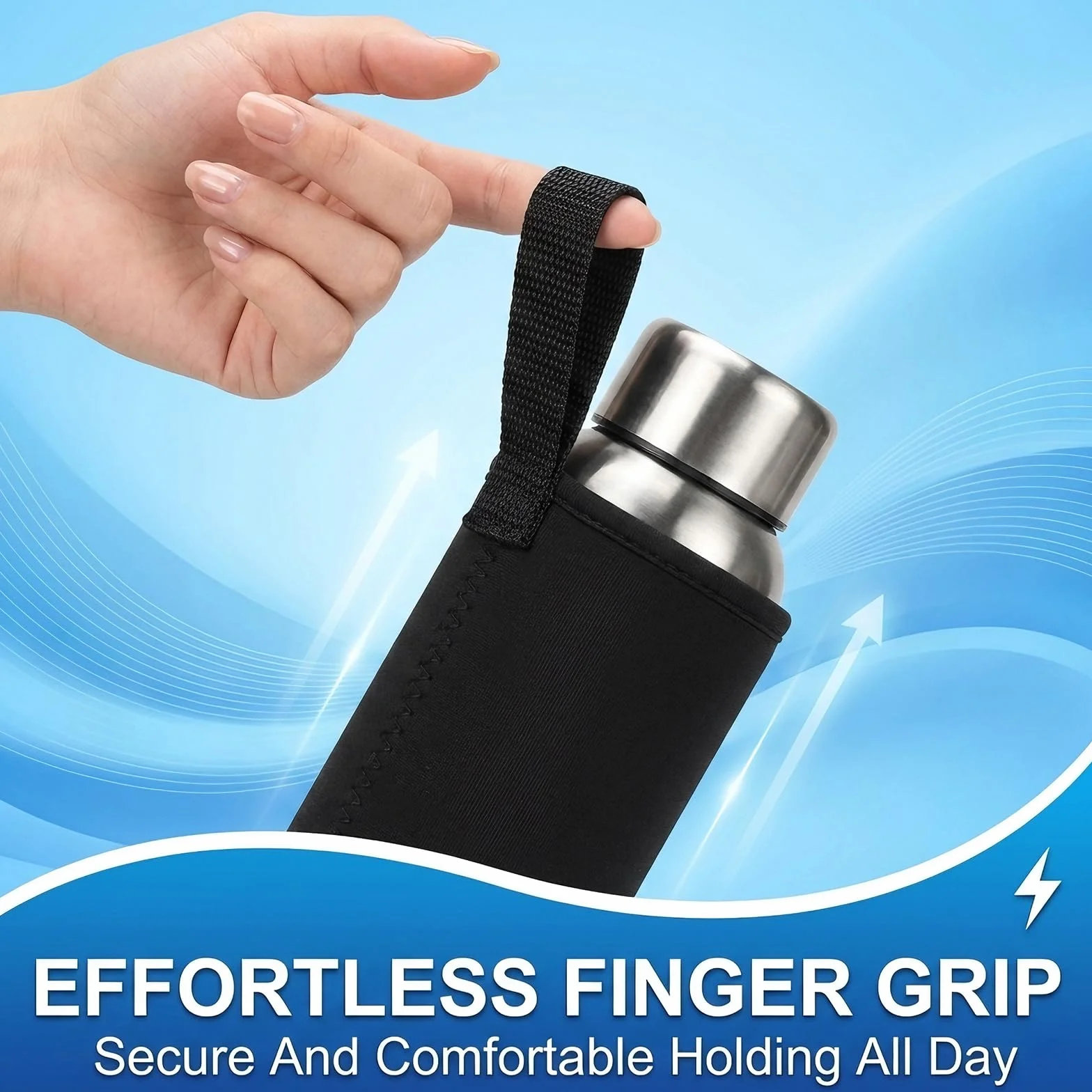 Copribottiglia Isolante in Neoprene 2 Pezzi, Portabottiglie Termico 550 ml, Nero + Grigio