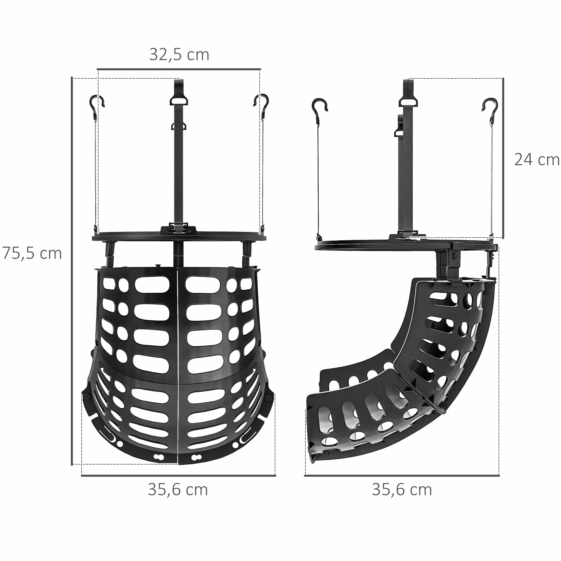 SPORTNOW Pallone da Pallacanestro Sistema di Riferimento, Rotazione a 360°, Altezza Regolabile, Ganci Staccabili, Nero
