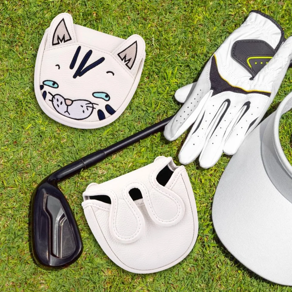 Copritesta per Mazze da Golf, Coprimazza Golf il Muso del Gatto, Copertura Mazze Impermeabile con Chiusura Magnetica, per Protezione Mazze, Putter da Fairway in Legno
